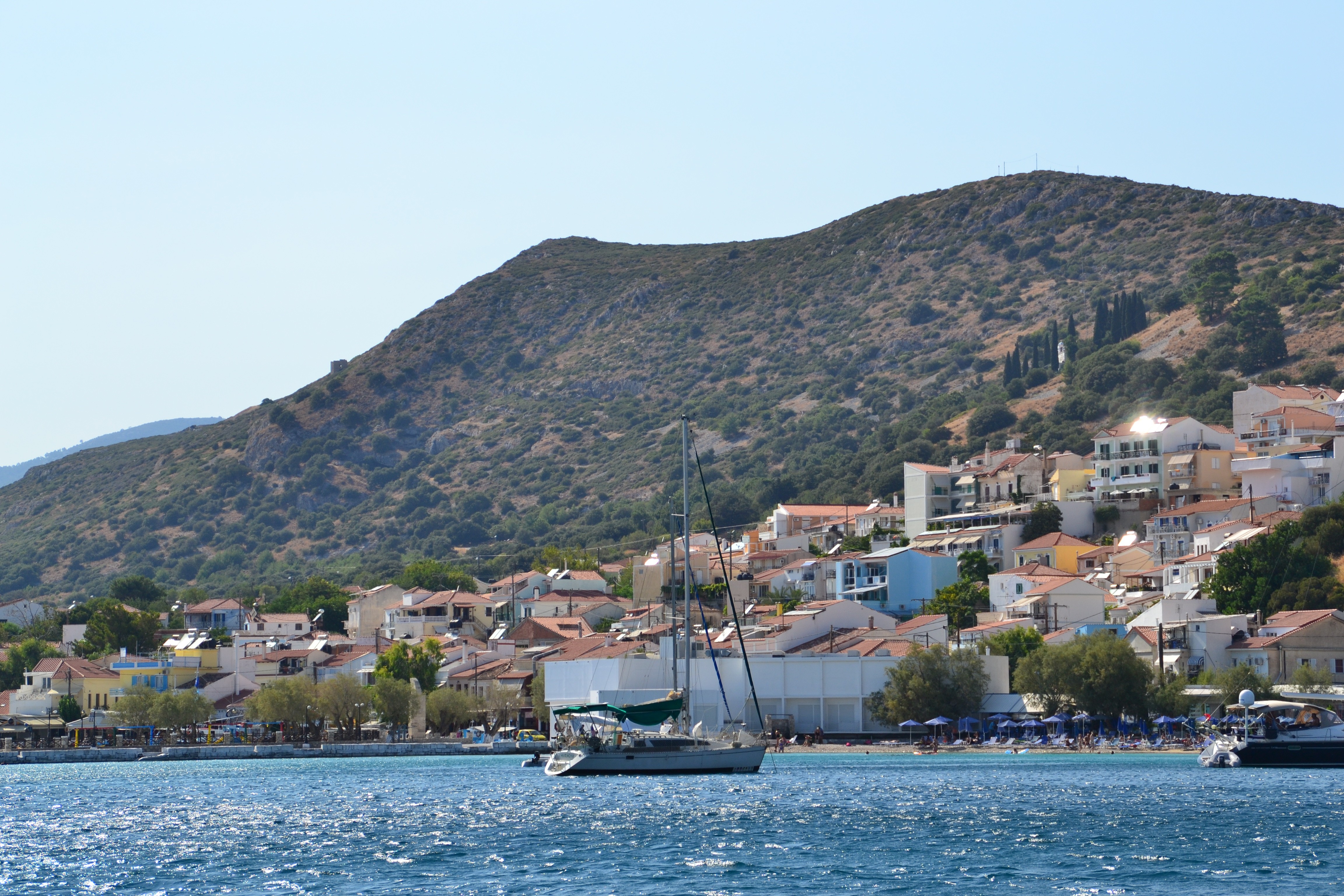 Landscape Samos Goats Mediterranean Greece Boat Yachts Rock Mountains 4608x3072