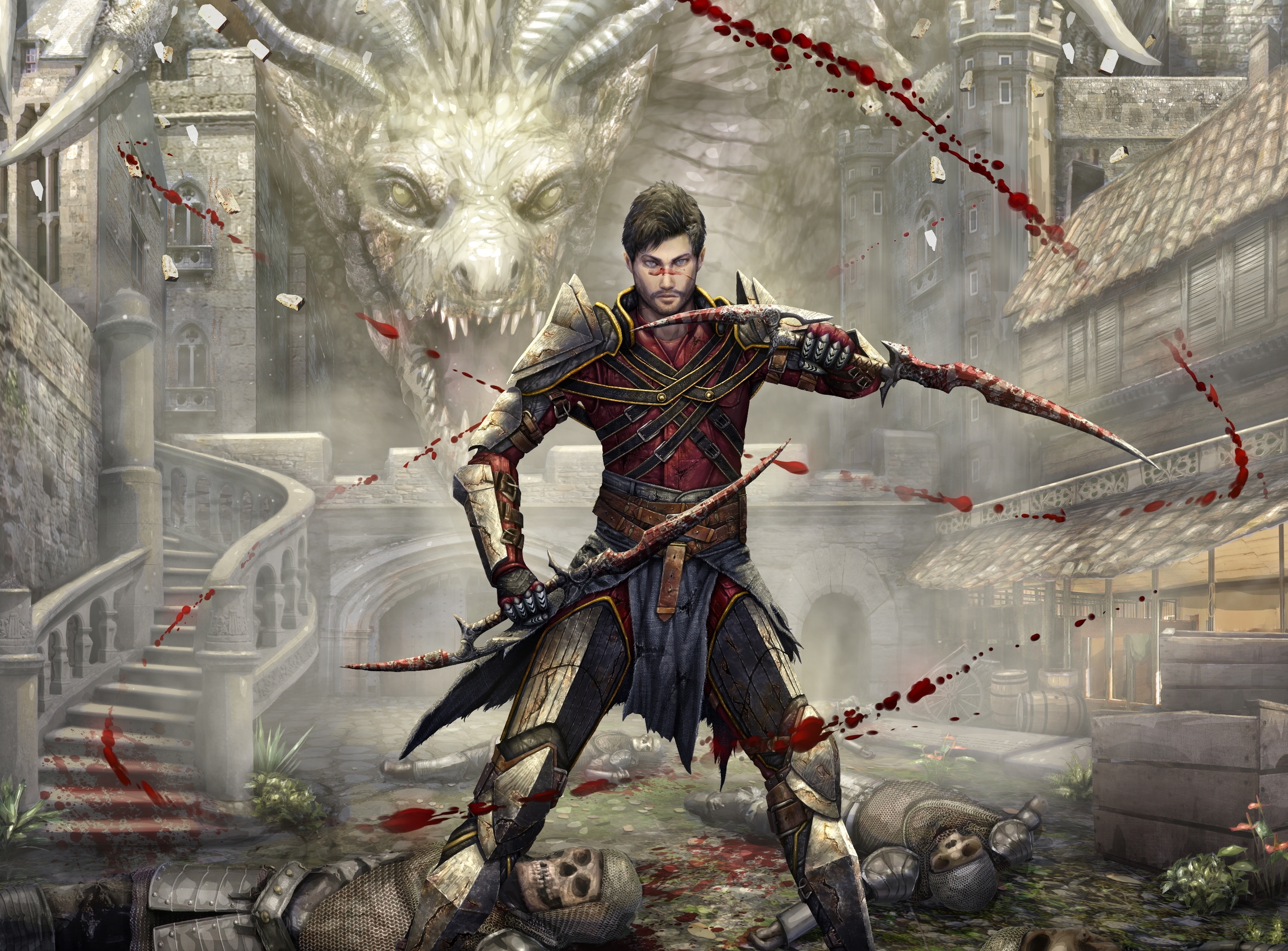 Dragon Age Ii Hawke Dragon Age Warrior Dagger Blood 3000x2216