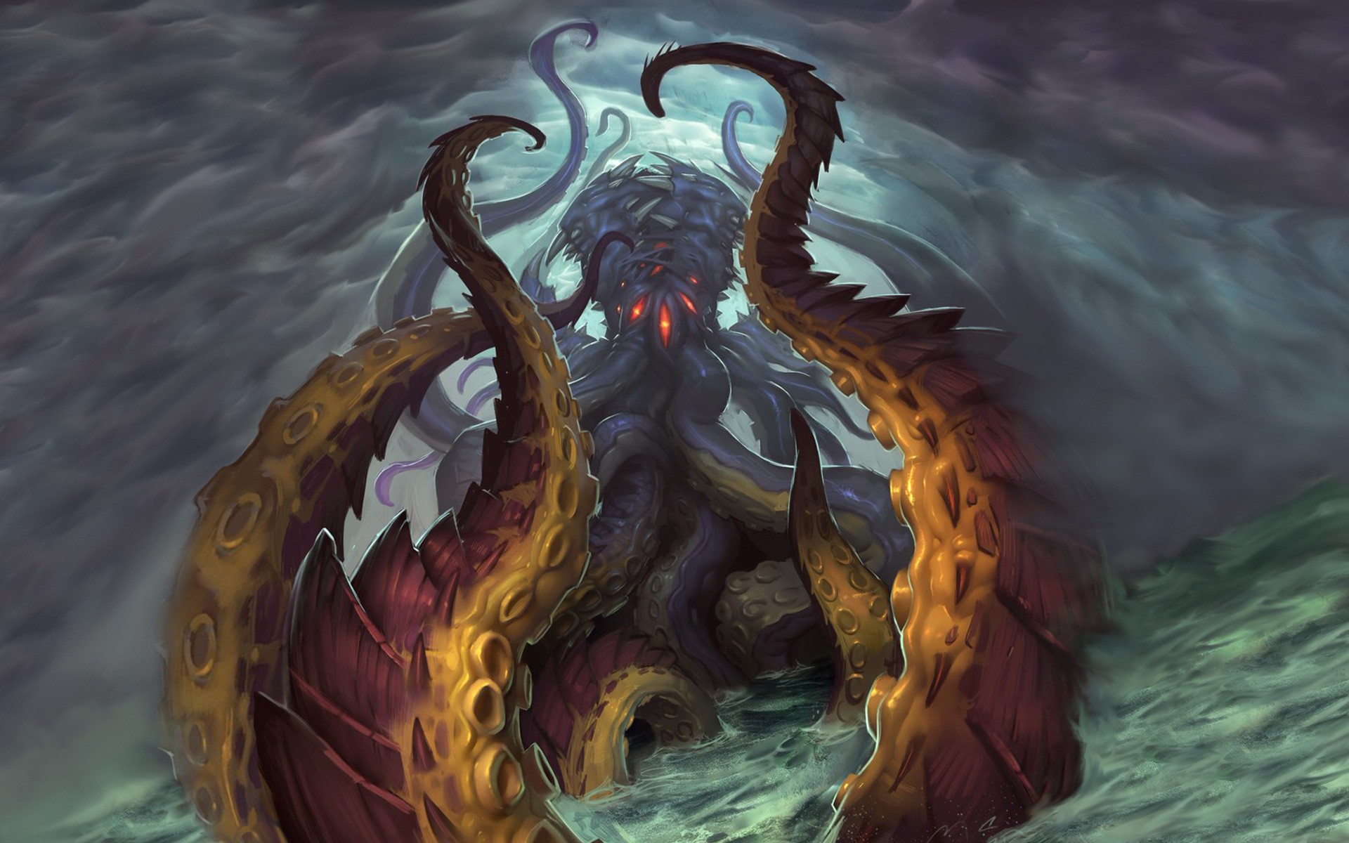 Whispers Of The Old Gods Hearthstone PC Gaming Creature Tentacles Fantasy Art 1920x1200