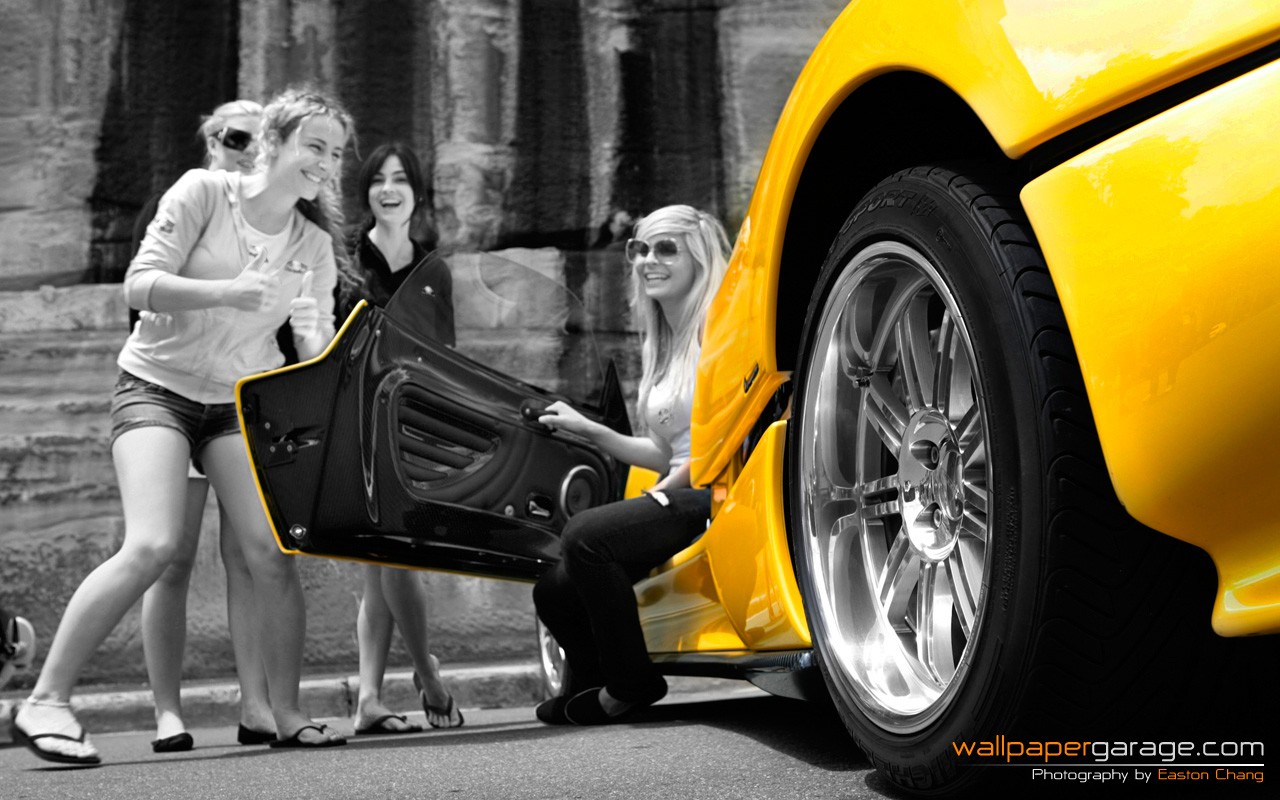 Car Women Zonda Pagani Yellow Cars Selective Coloring Vehicle 1280x800