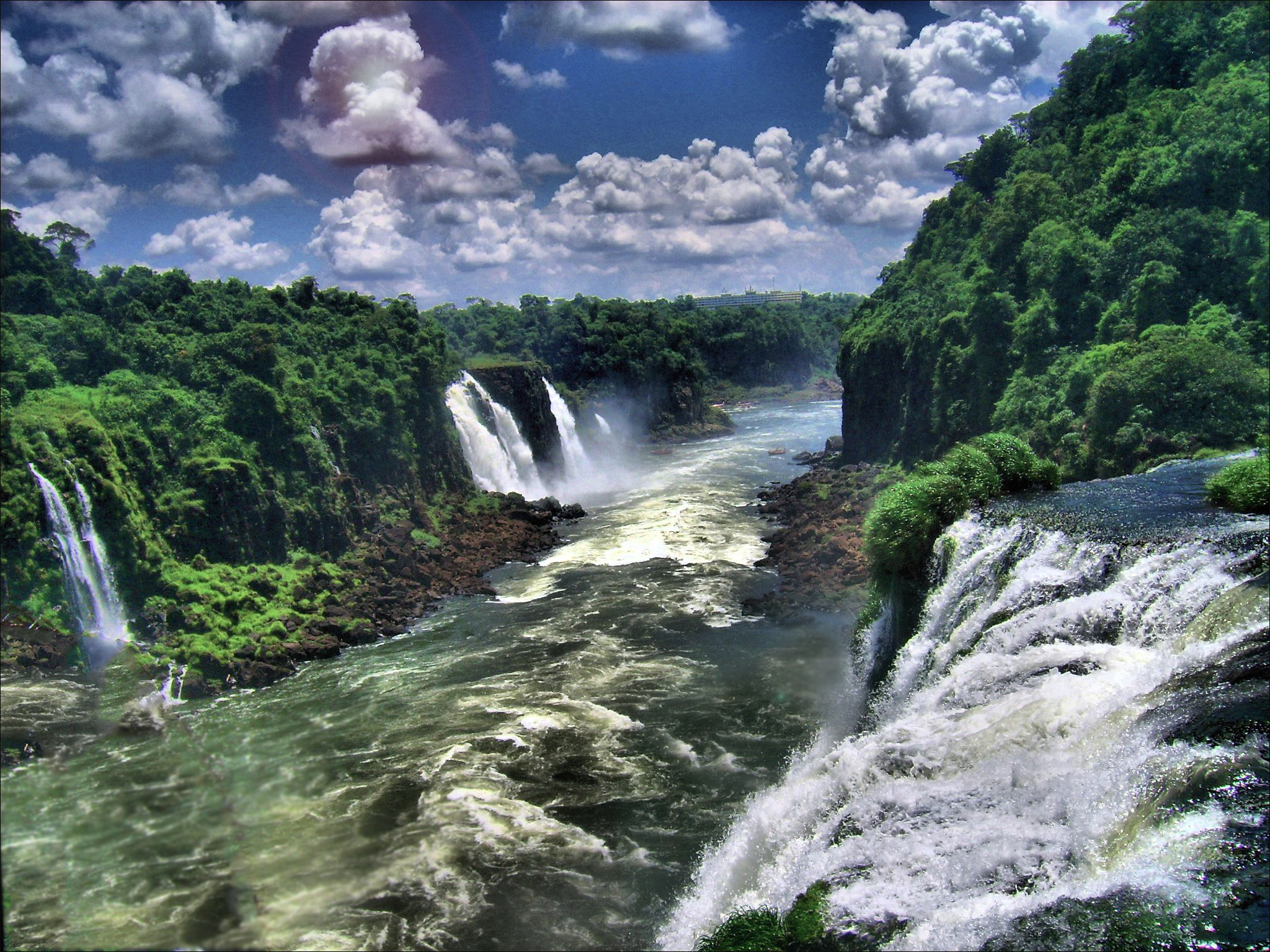 Iguazu Falls Waterfall Brazil Sky Cloud 2048x1536