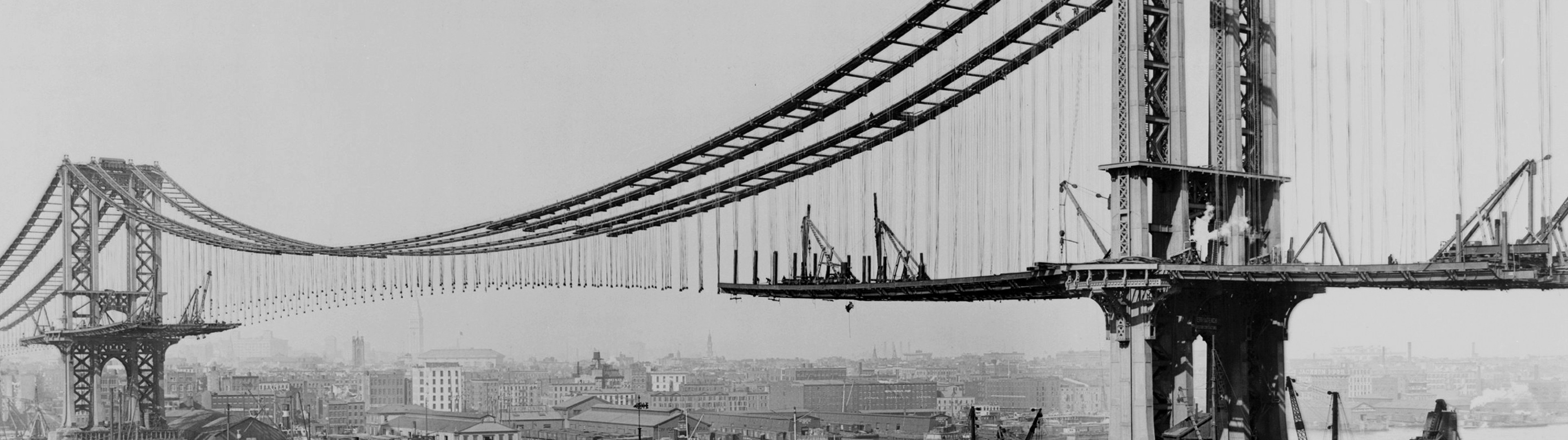 Construction Manhattan Bridge Old Photos 3840x1080