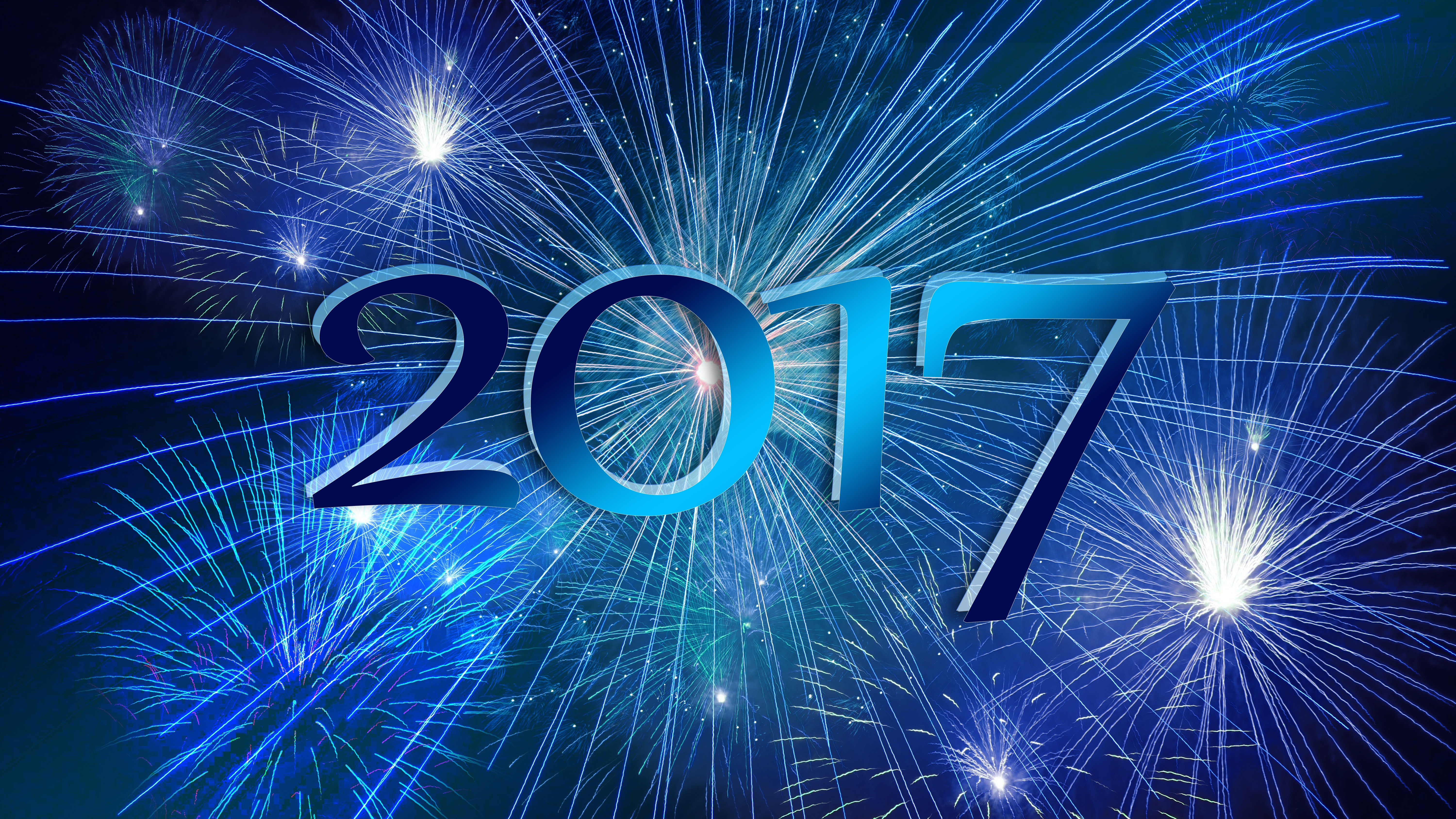 Holiday New Year New Year 2017 Blue Fireworks 6000x3375