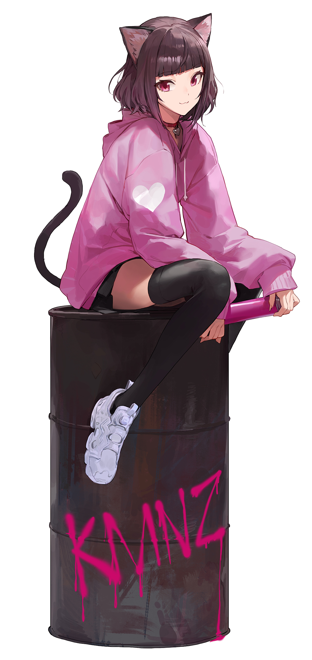 Anime Anime Girls Digital Art Artwork 2D Portrait Display Vertical Cat Ears Tail Thigh Highs Barrels 1000x2113