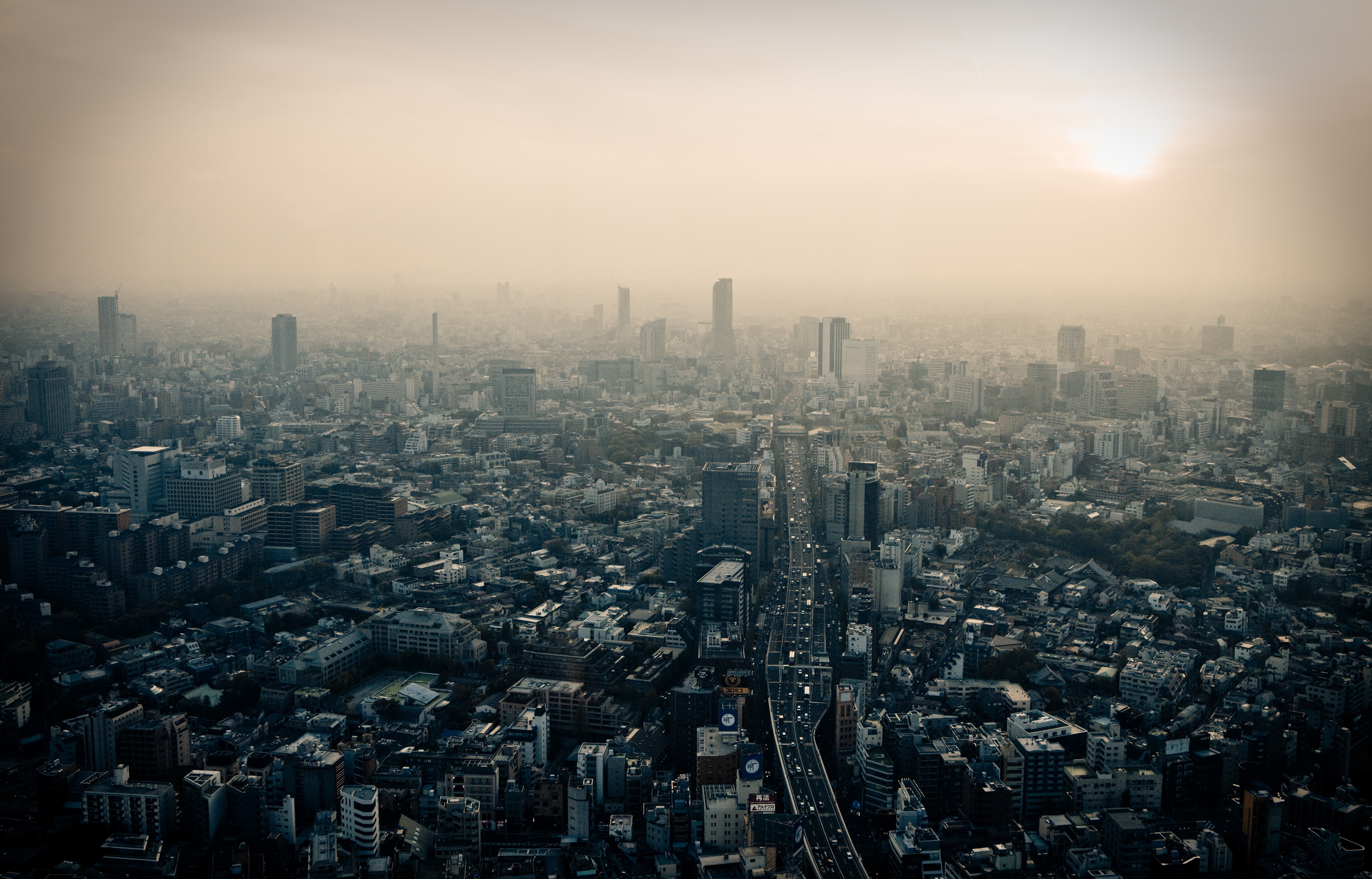 Tokyo Japan City Dusk Smog 4800x3076
