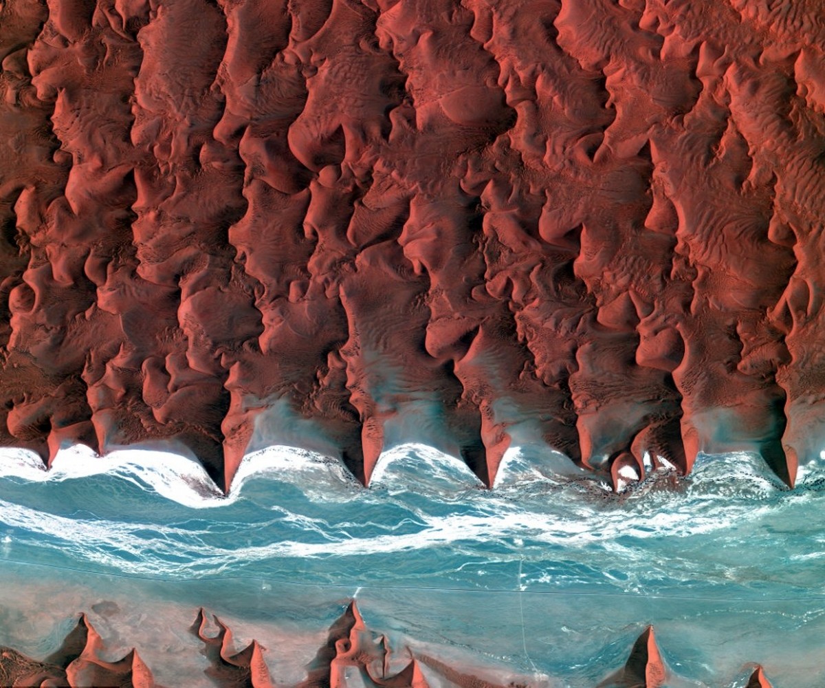 Namibia Desert Coast Sea Aerial View Beach Africa Red Water Nature Landscape 1200x1000