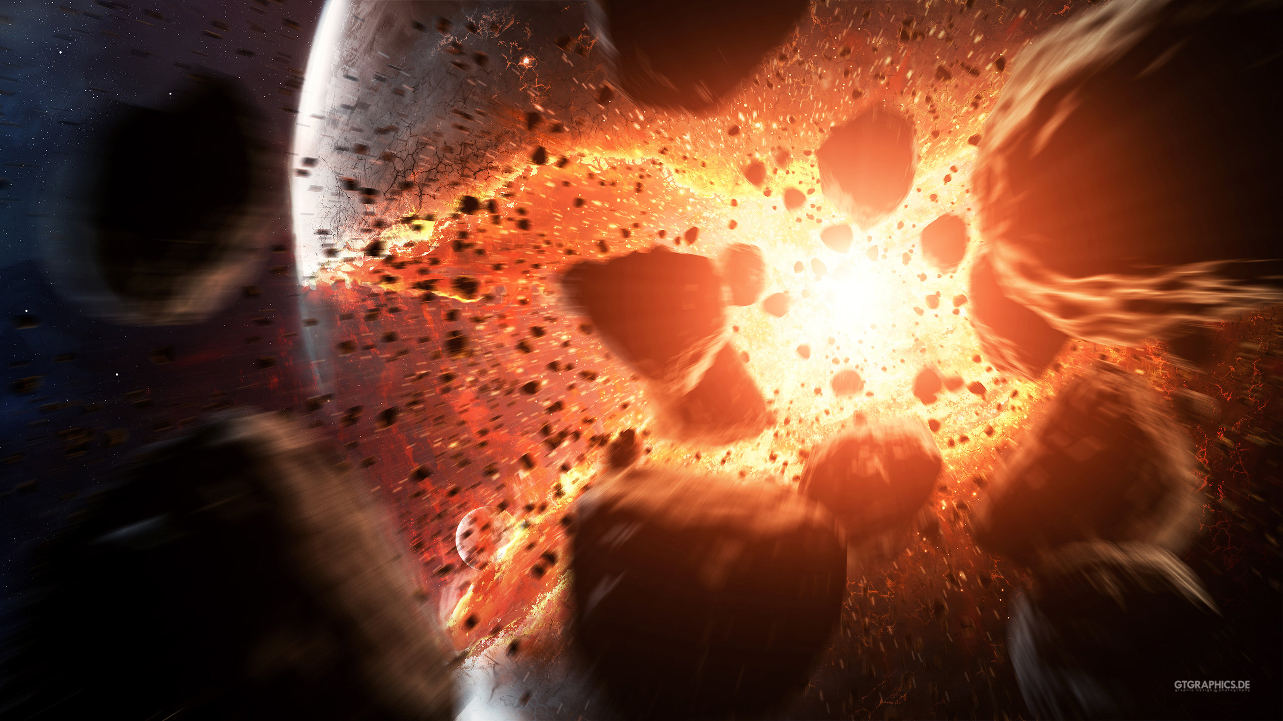 Taenaron 3D Space Planet Explosion 2560x1440