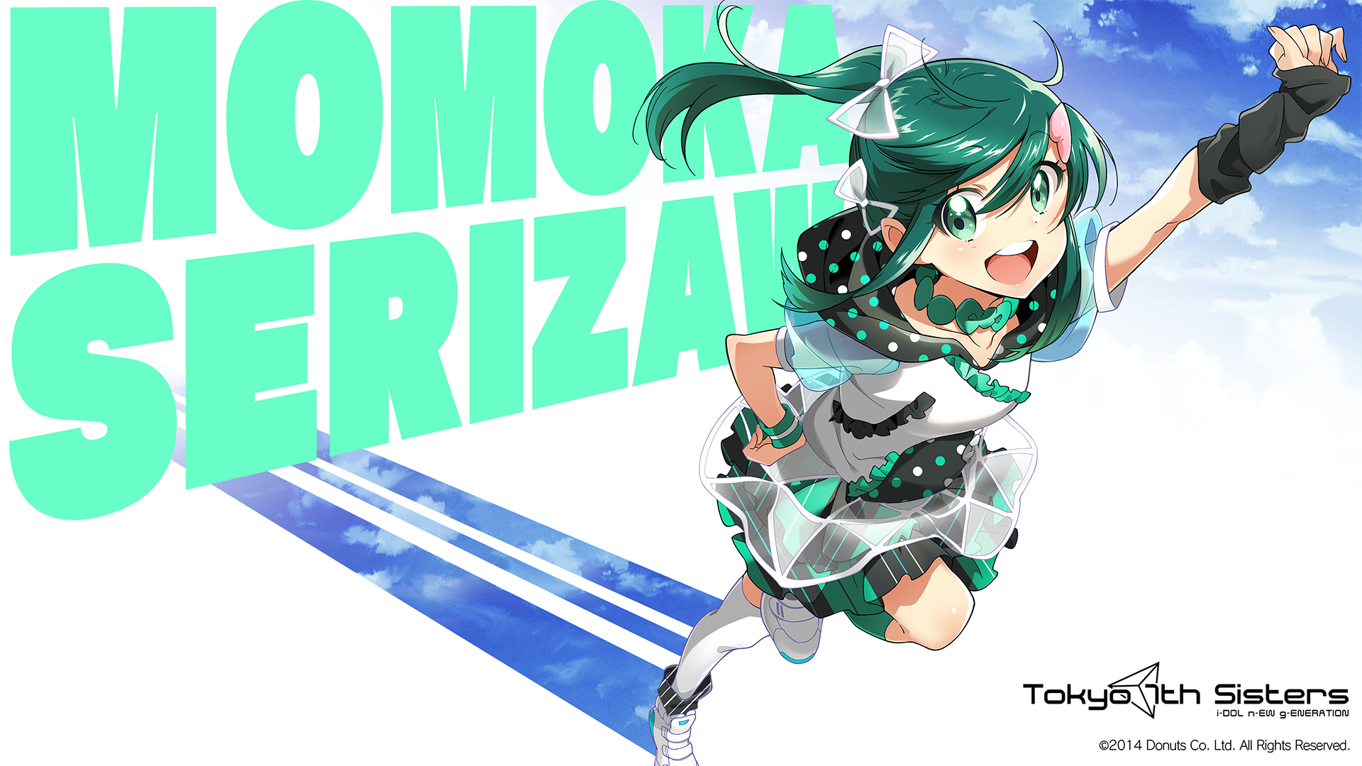 Anime Open Mouth 2014 Year Green Hair Green Eyes Anime Girls Turquoise 1920x1080