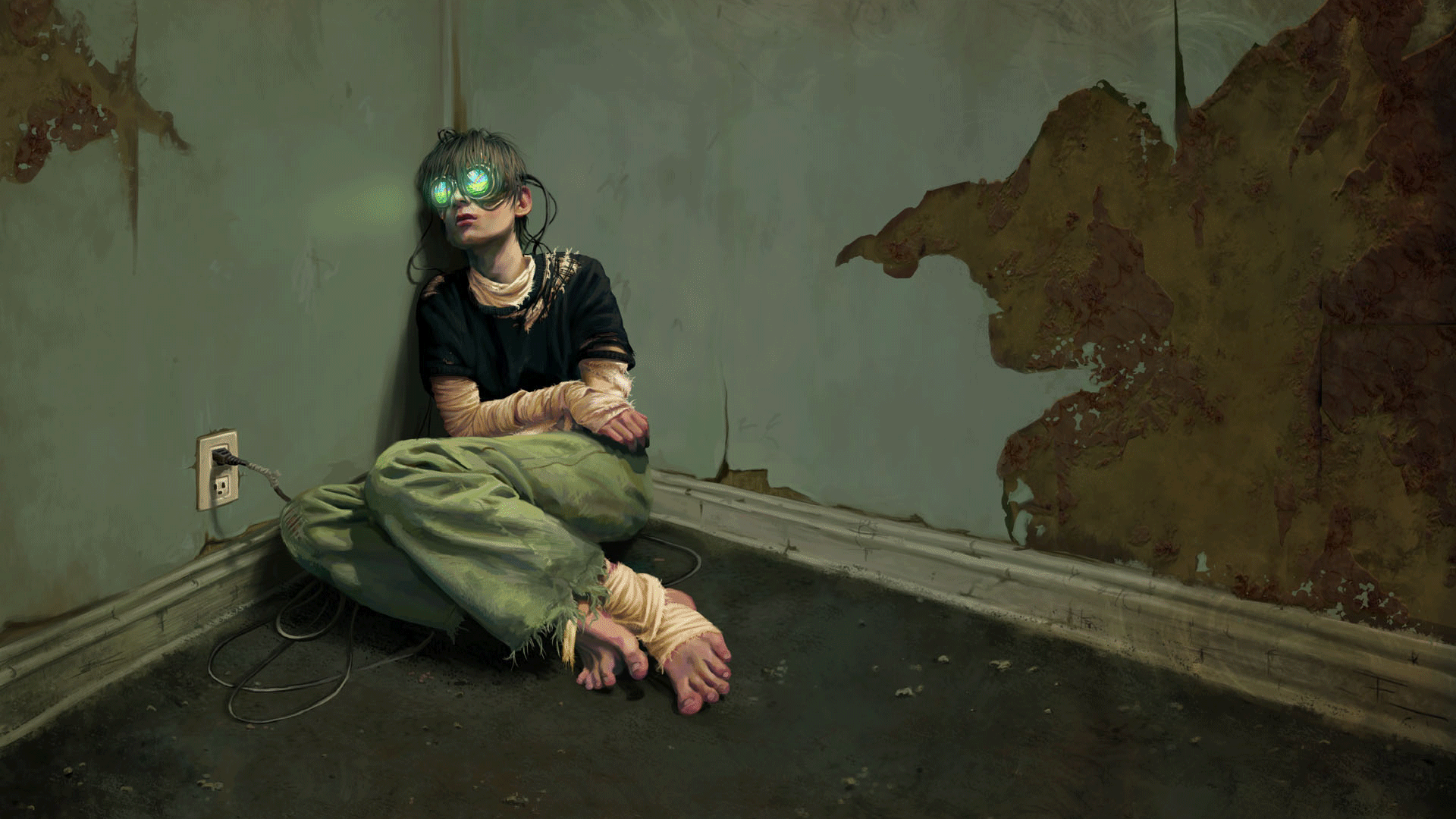 Virtual Reality Futuristic Alone Spooky Science Fiction Artwork 1920x1080
