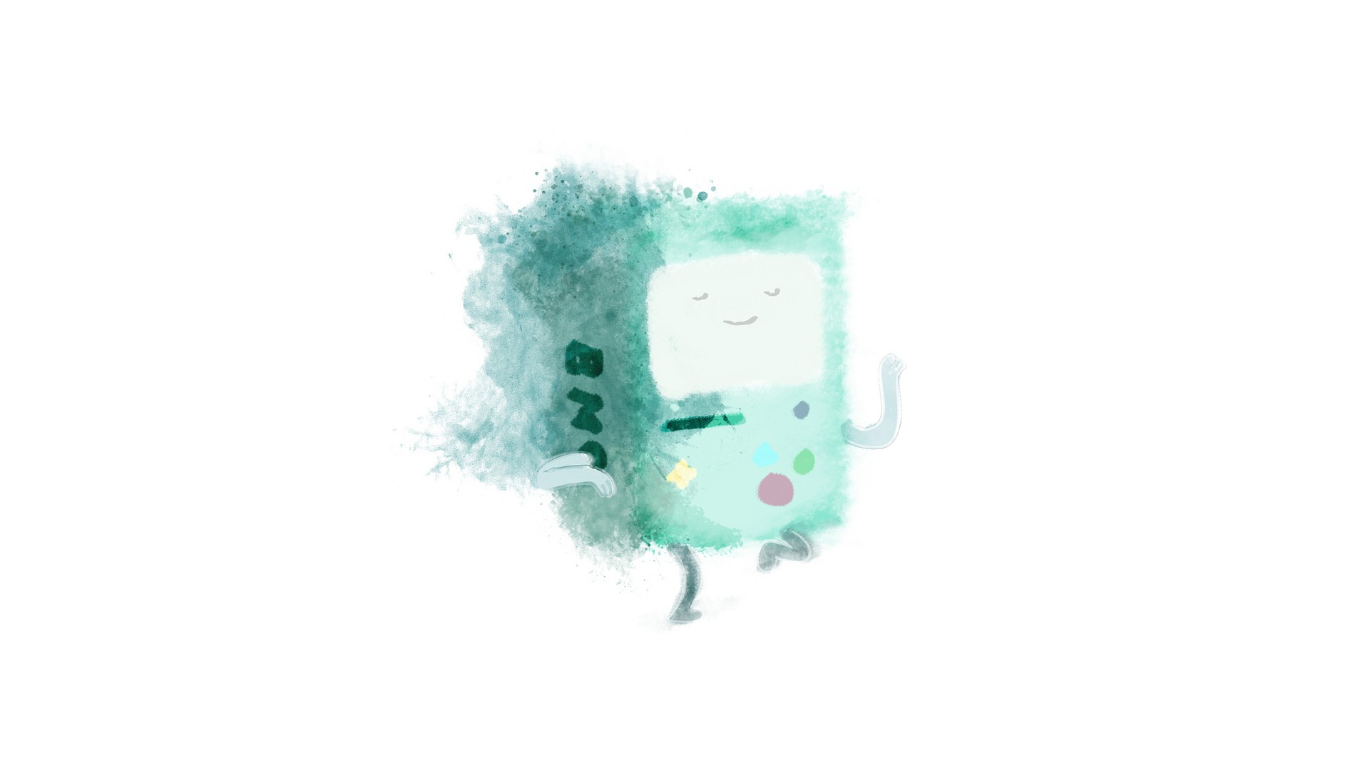BMO Adventure Time White Blue Simple Turquoise Cyan White Background 1900x1080