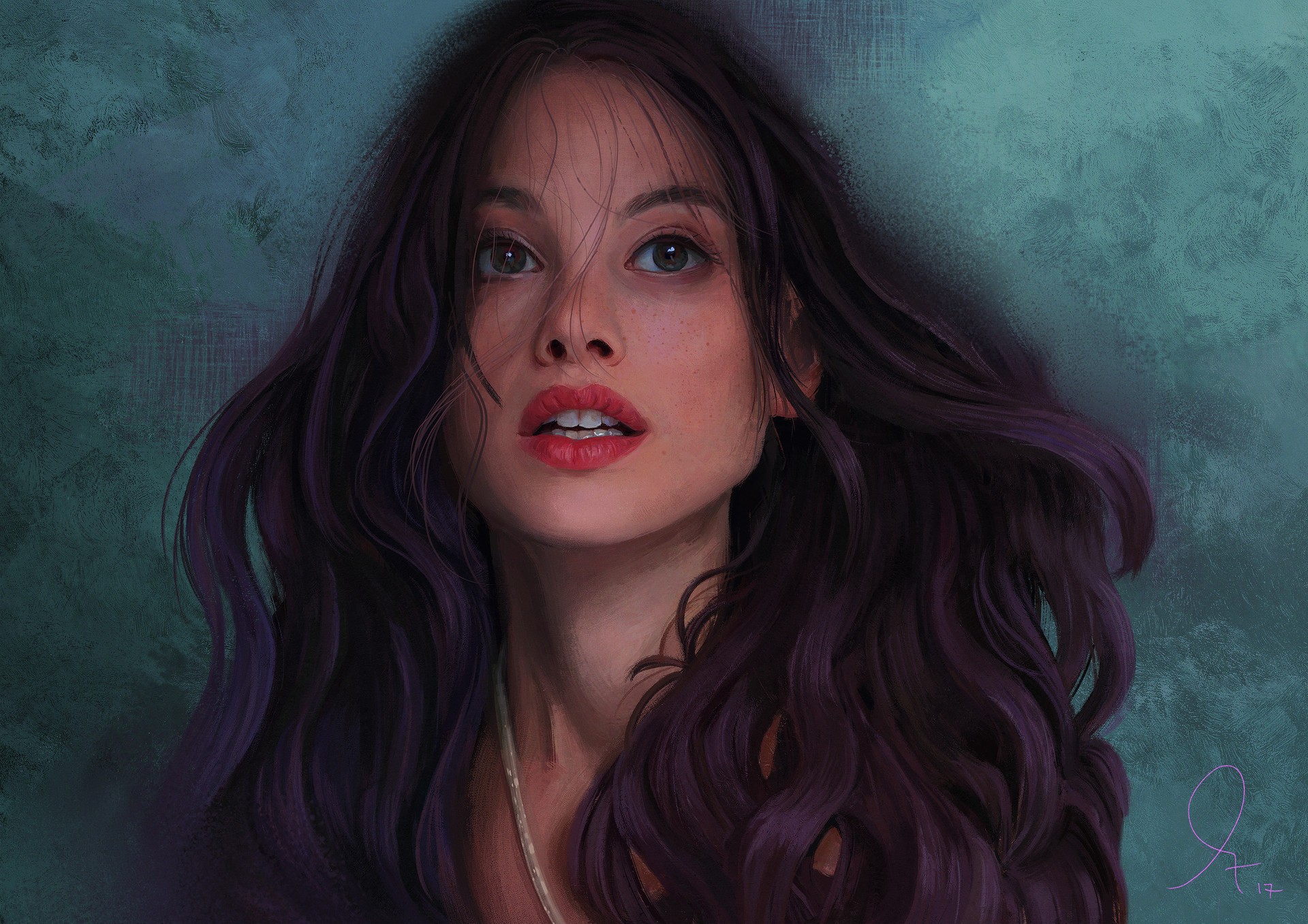 Artistic Woman Girl Brunette Painting Face Astrid Berges Frisbey 1920x1357