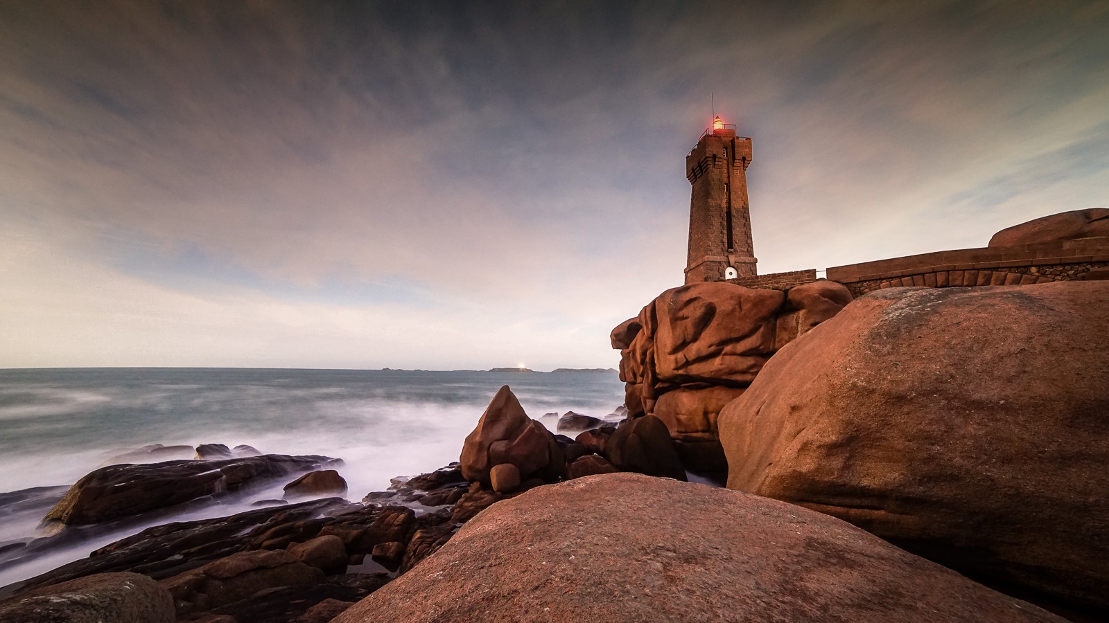 Photography Nature Rocks Light House Sea 1600x900