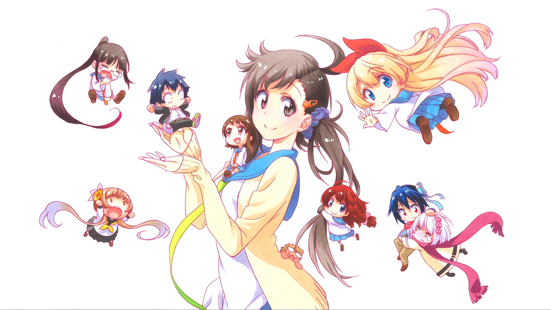Nisekoi Anime Anime Girls School Uniform Ichijou Raku Kirisaki Chitoge Miyamoto Ruri Onodera Haru On 1920x1080