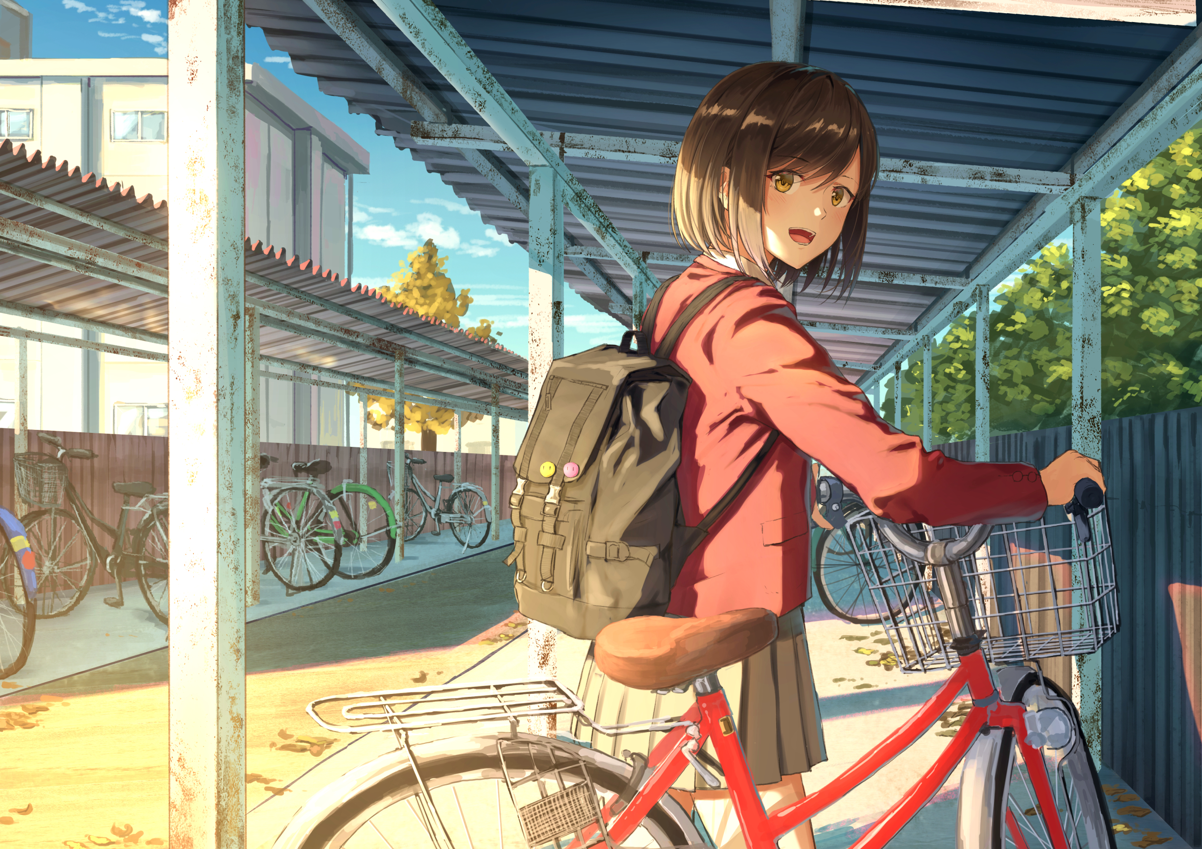 Girls Avenue Anime Girls Anime Brunette Backpacks Bicycle Vehicle 2456x1736