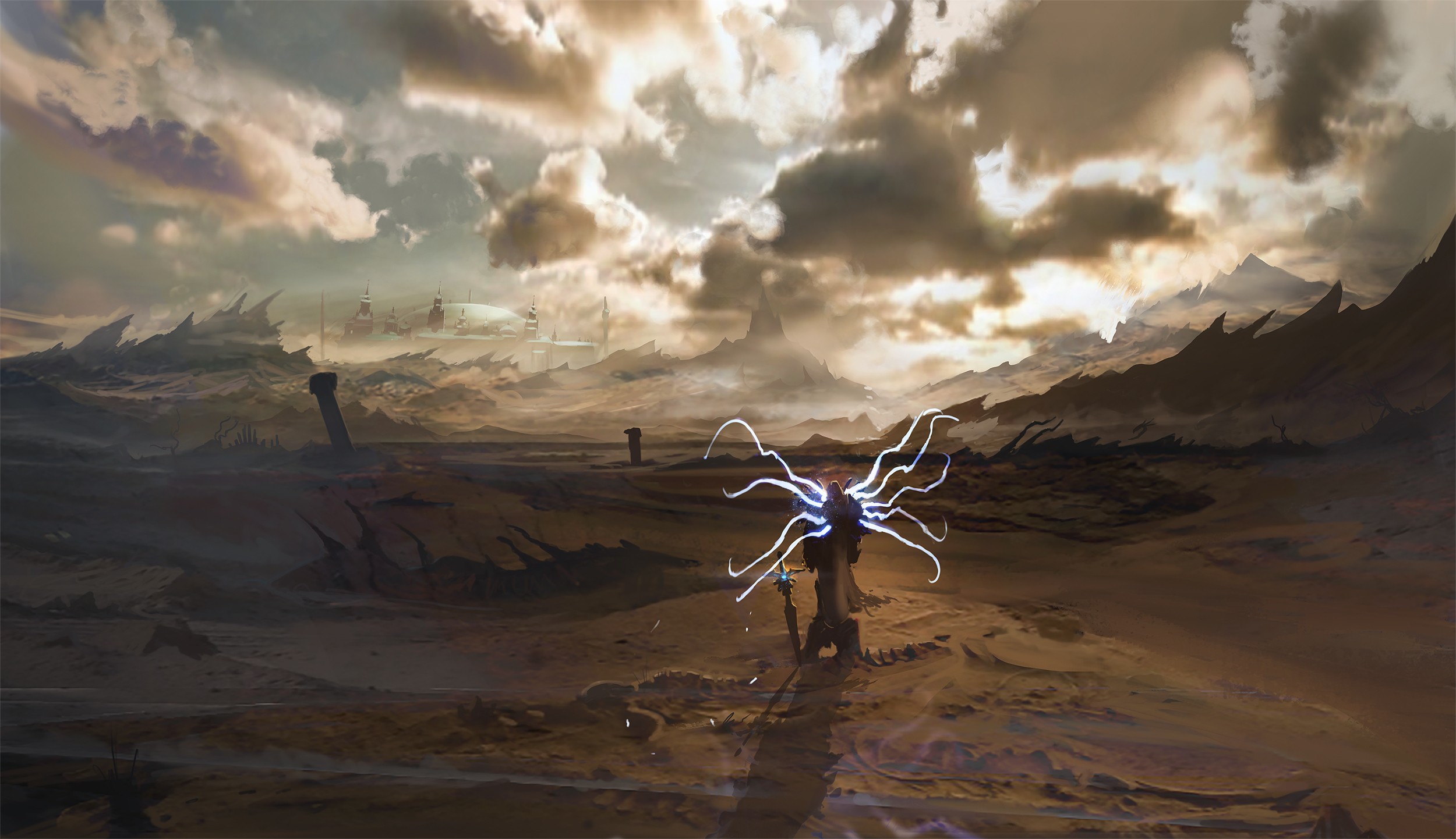 Artwork Fantasy Art Concept Art Apocalyptic Warrior Diablo Diablo Iii Video Games Tyrael Digital Art 2500x1442