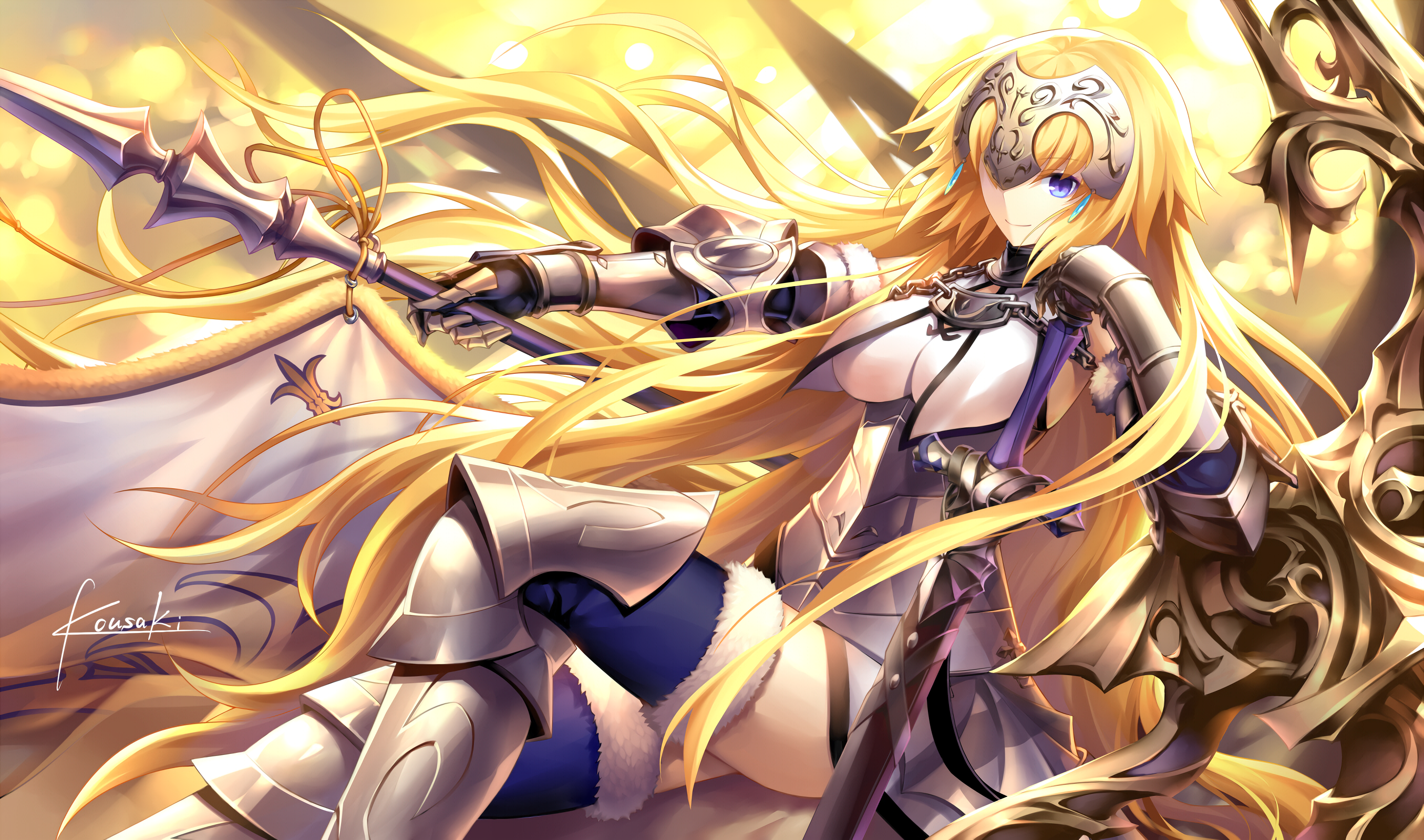 Anime Anime Girls Fate Grand Order Joan Of Arc Fate Series Armor Weapon Long Hair Blonde Blue Eyes S 2710x1600