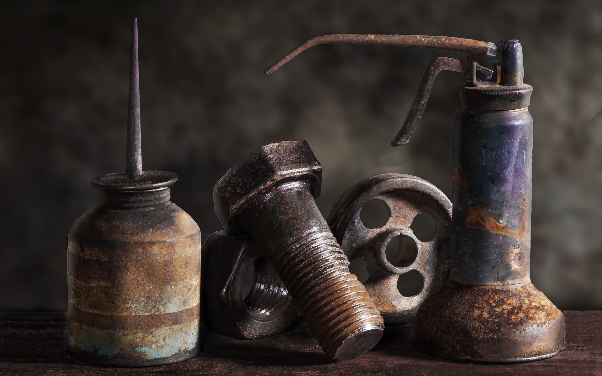 Tools Vintage Metal Rust Screws 1920x1200