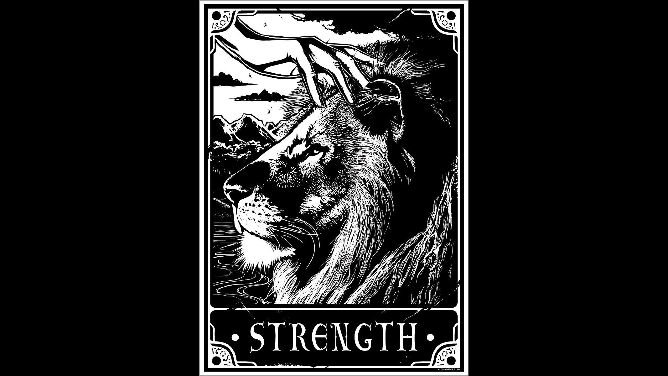 Monochrome Simple Background Occultism Tarot Lion Text 2133x1200