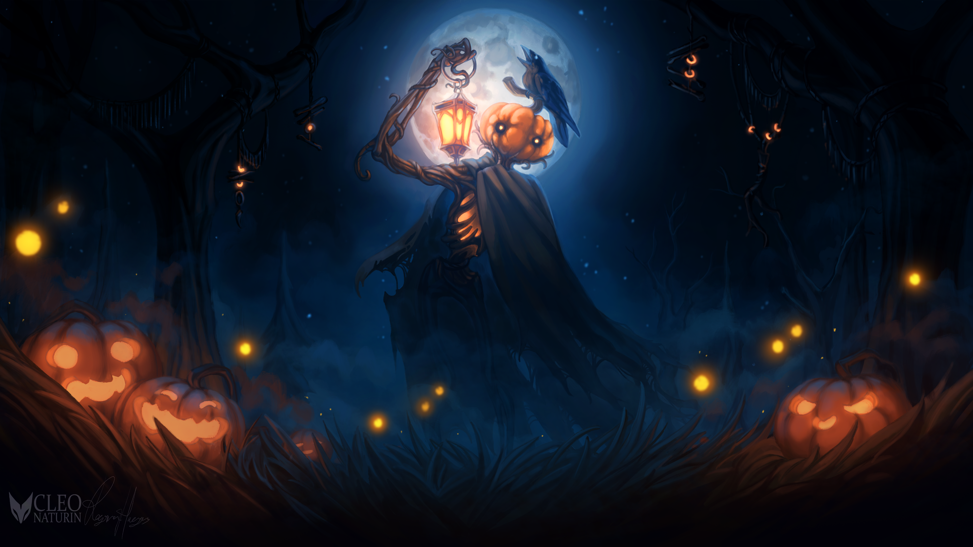 Digital Digital Art Artwork Illustration Drawing Digital Painting Halloween Holiday Spooky Ambient A 3840x2160