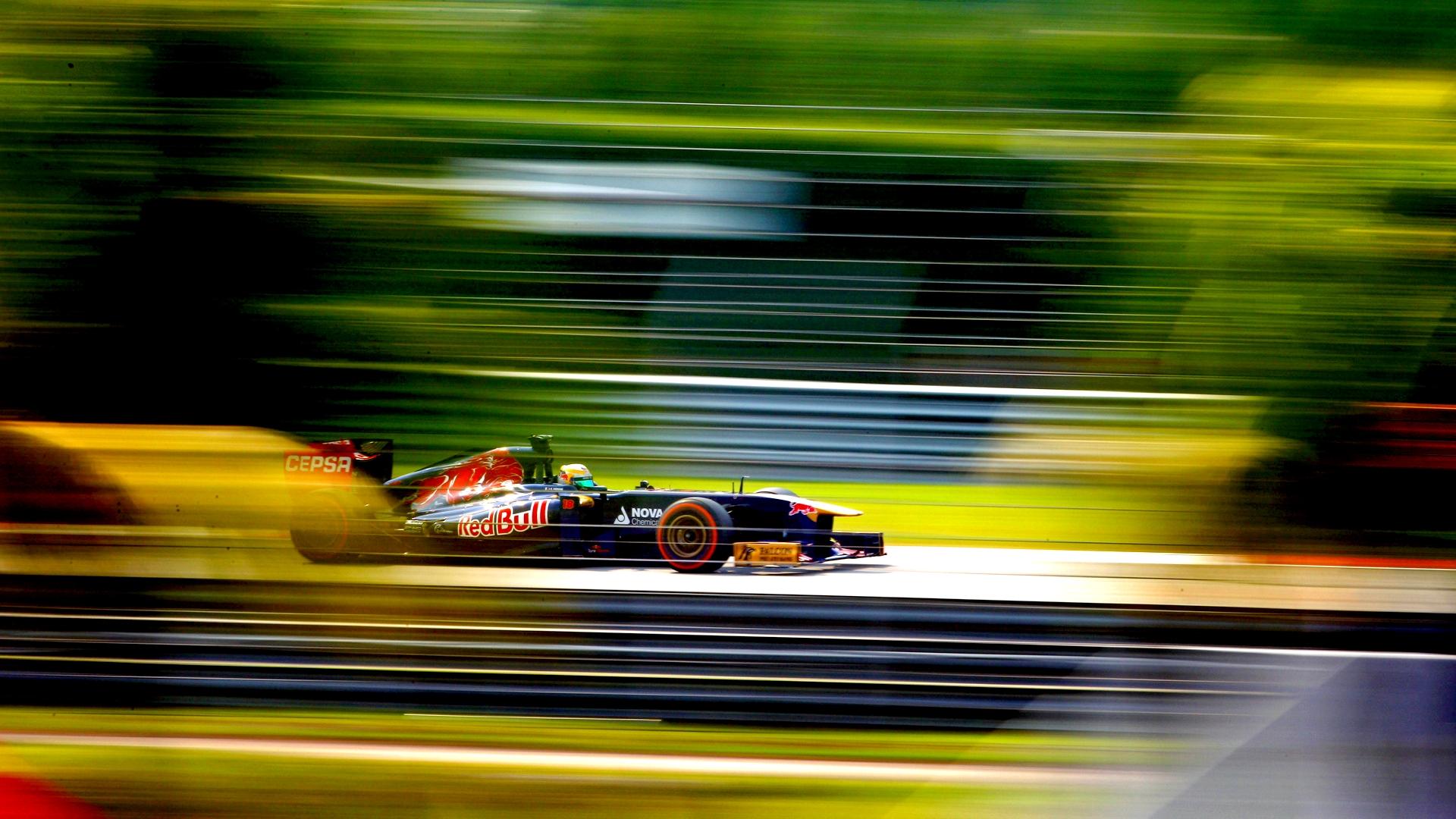 Formula 1 Red Bull Red Bull Racing Car Race Cars Racing Sport Sports Motion Blur Green Logo Lines 1920x1080