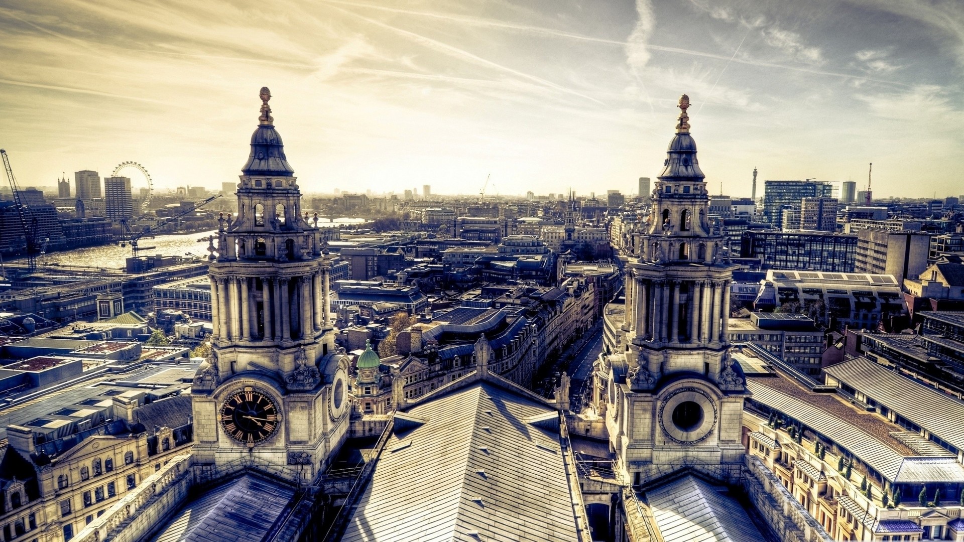 Cathedral Rooftops London St Pauls Cathedral City Cityscape Old Building Sepia 1920x1080