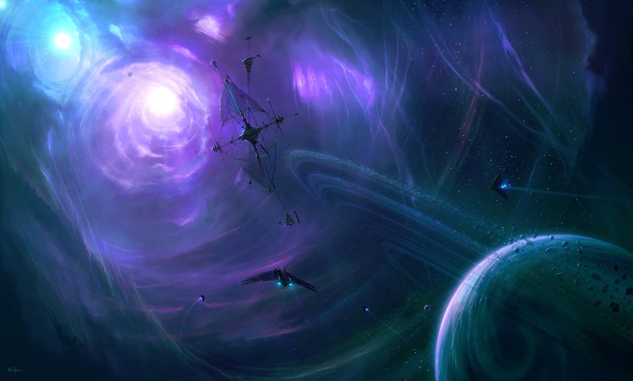 Space Science Fiction Space Art Planet Planetary Rings Digital Art 1280x772