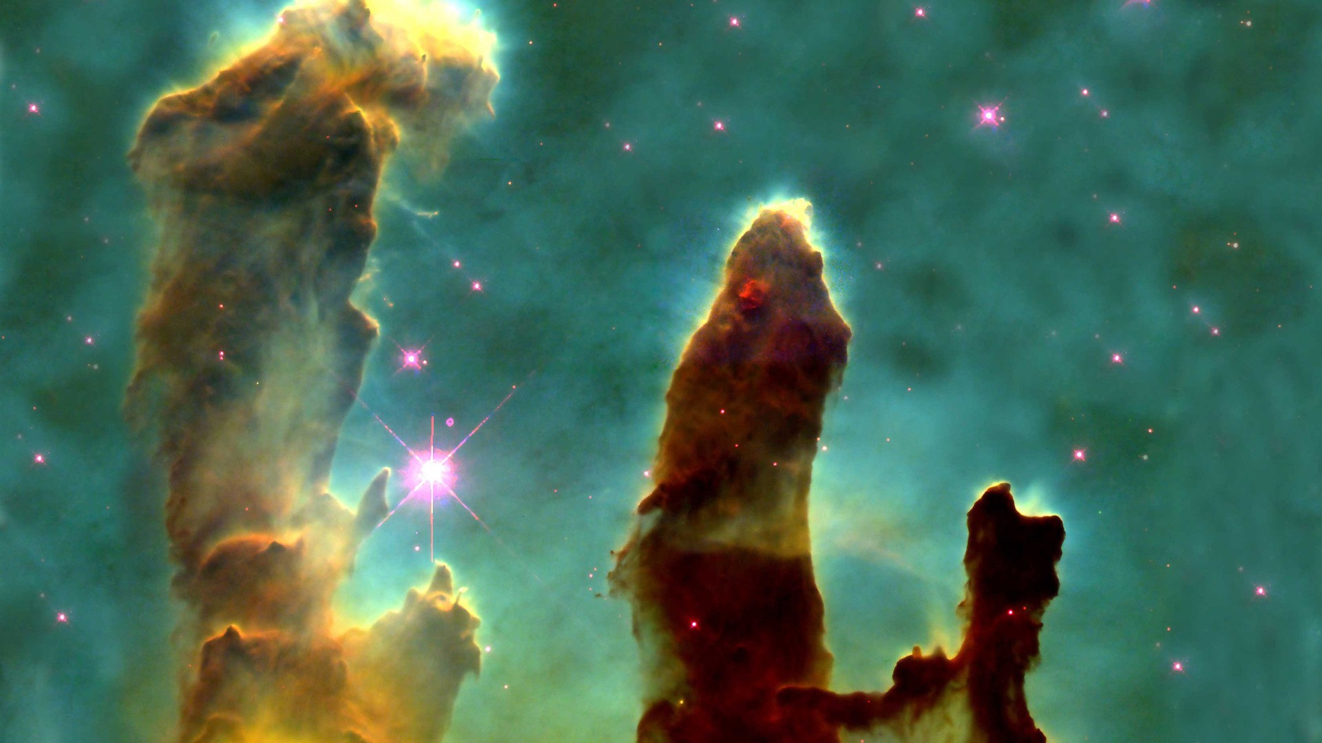 Pillars Of Creation Space Nebula Space Art Digital Art 1920x1080