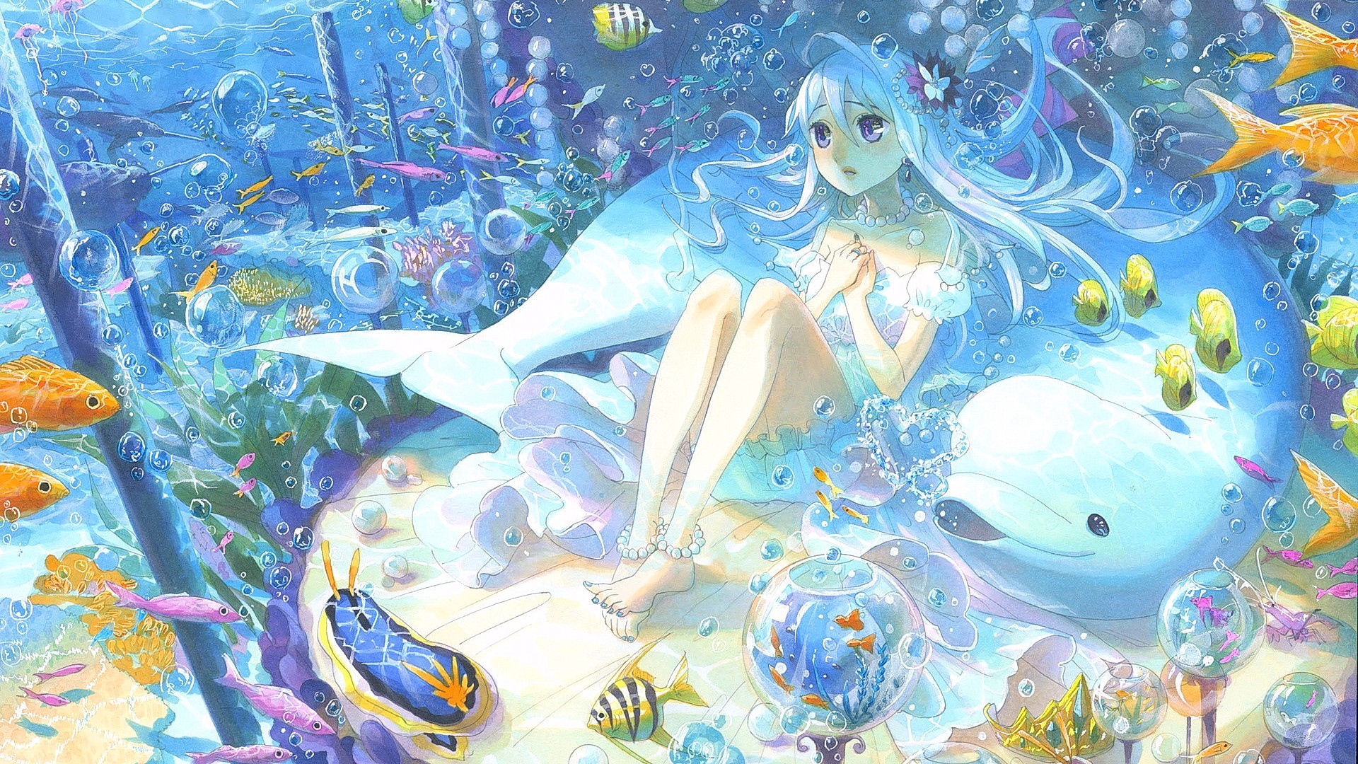 Cô gái Anime dưới nước: Cảm giác bị cuốn hút bởi vẻ đẹp của một cô gái Anime trong khung cảnh dưới nước là điều khó tả. Những tông màu pastel và nét vẽ tinh tế đã tạo ra một bức tranh tuyệt đẹp, đầy cảm hứng và mong muốn được chìm đắm trong không khí thơ mộng và lãng mạn. Hãy xem ngay bức ảnh này để cảm nhận được sự quyến rũ đó! 