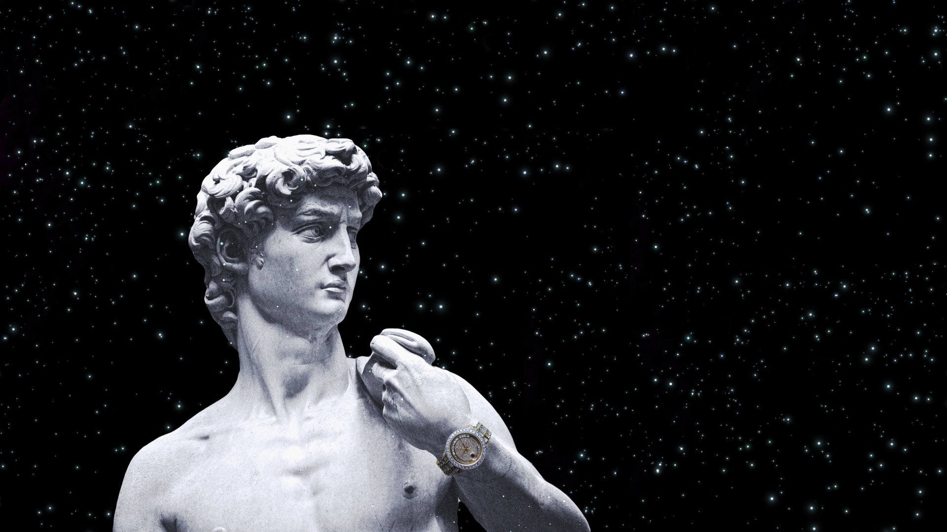 Statue Of David Marble Rolex Gold Watch Space Stars 1920x1080