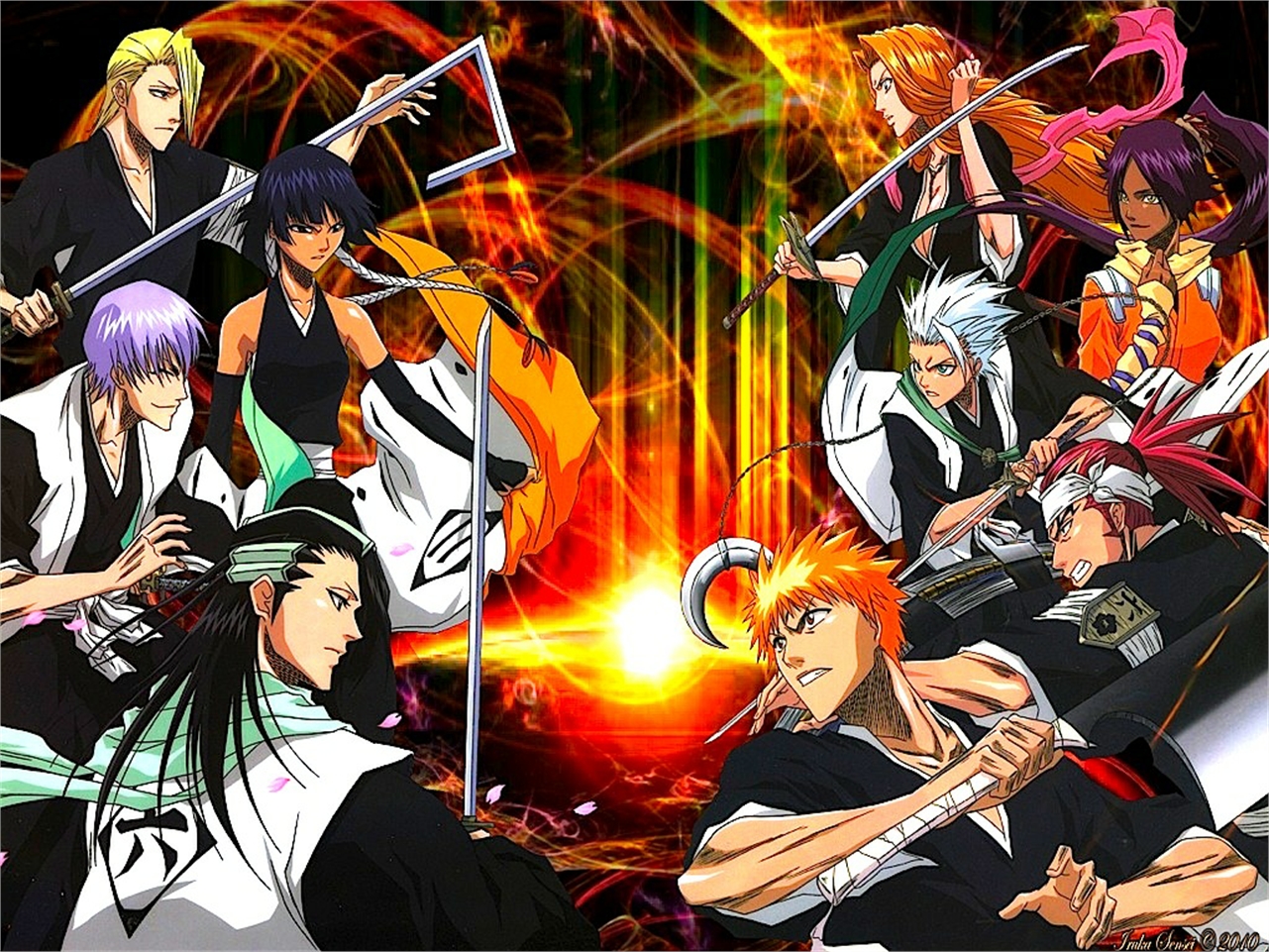 Soifon Bleach Izuru Kira Gin Ichimaru Byakuya Kuchiki T Shir Hitsugaya Rangiku Matsumoto Ichigo Kuro 1281x961