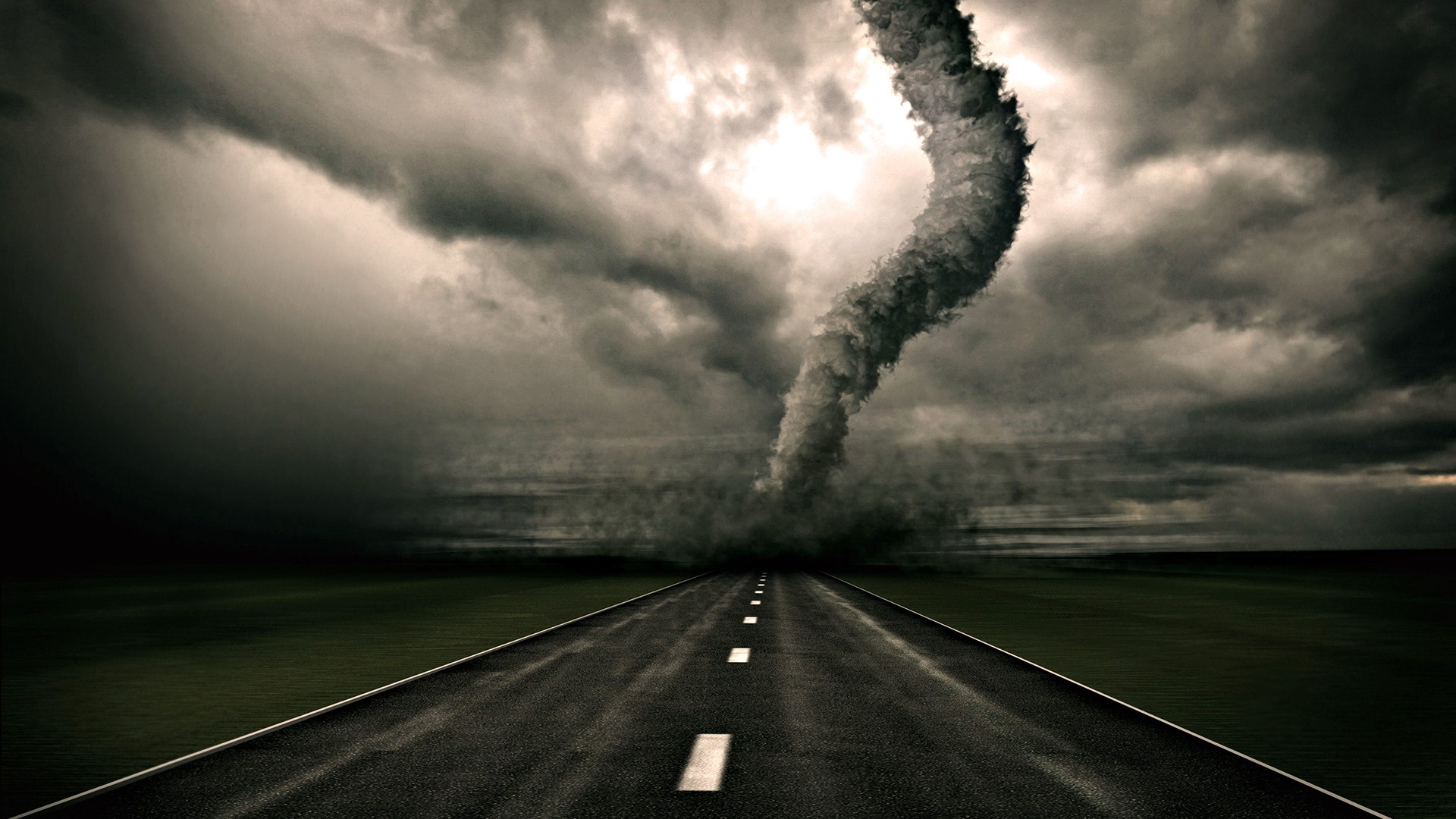 Road Tornado Nature Digital Art Sky Storm 1920x1080