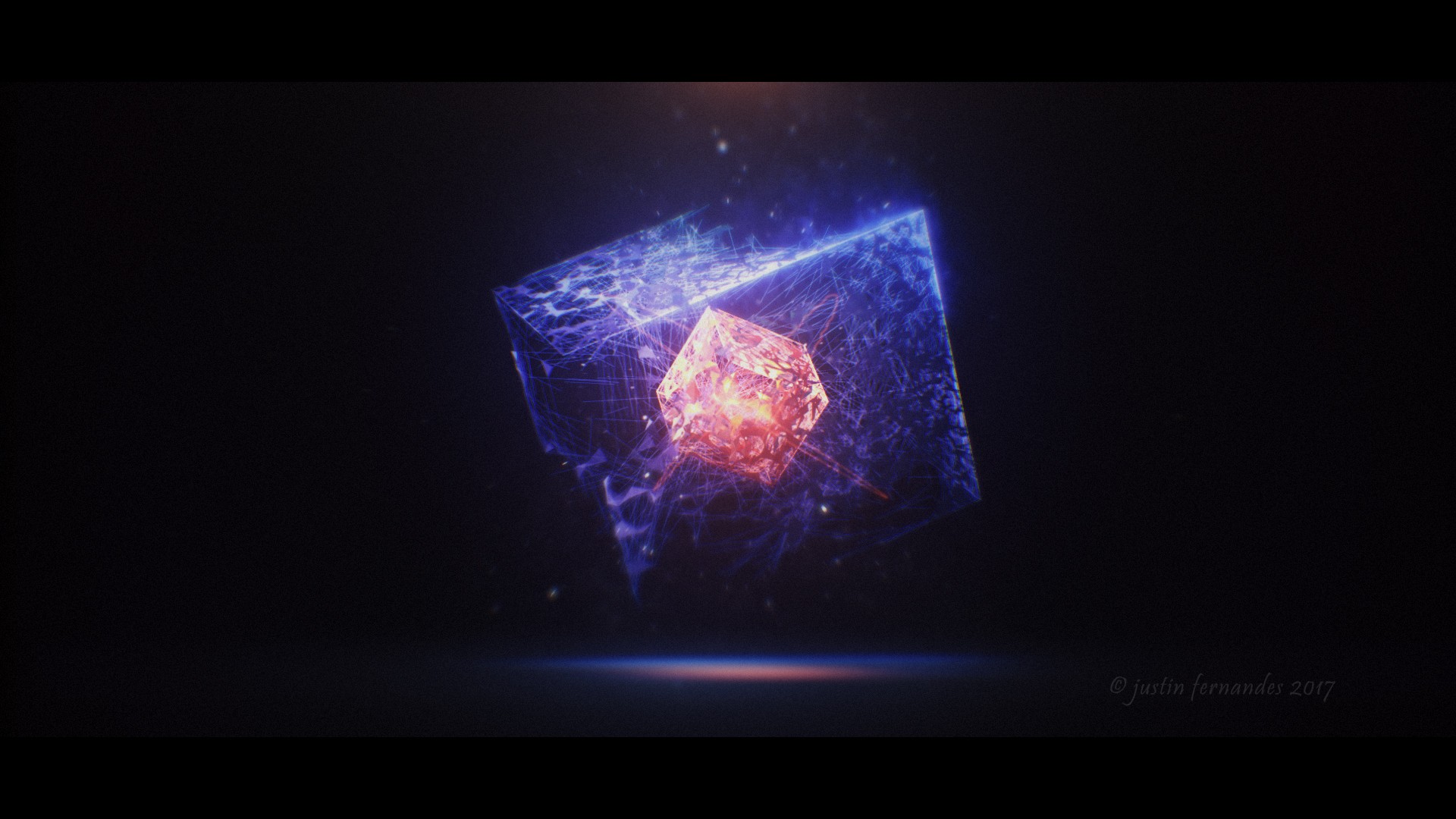 Abstract Pixel Art Artwork Disintegration Floating Particles Glowing Cube Reflection Floating Blurre 1920x1080
