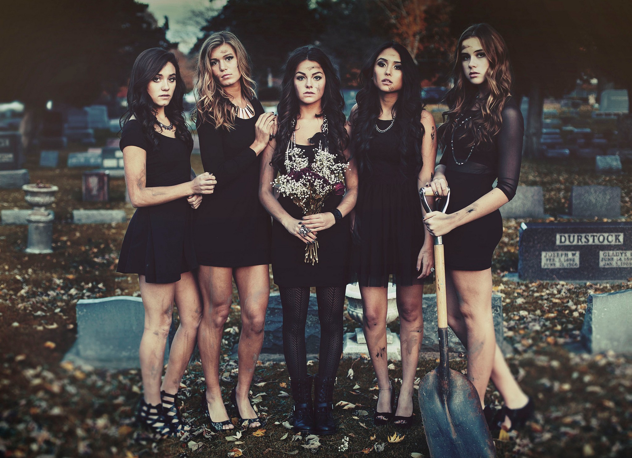 Women Brunette Cemetery Pretty Little Liars TV Black Dress 2048x1487