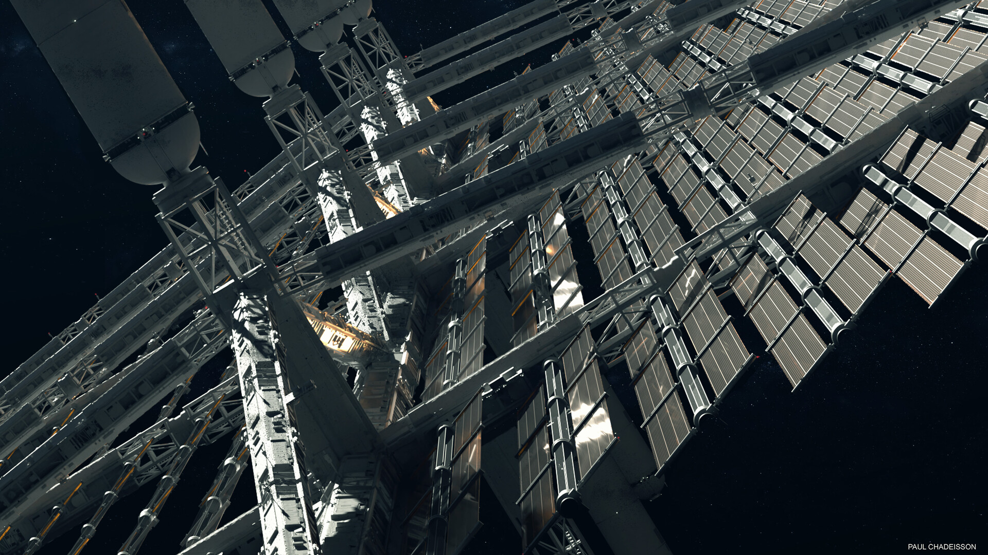 Paul Chadeisson Science Fiction Render Space Space Art Space Station Digital Art 1920x1080