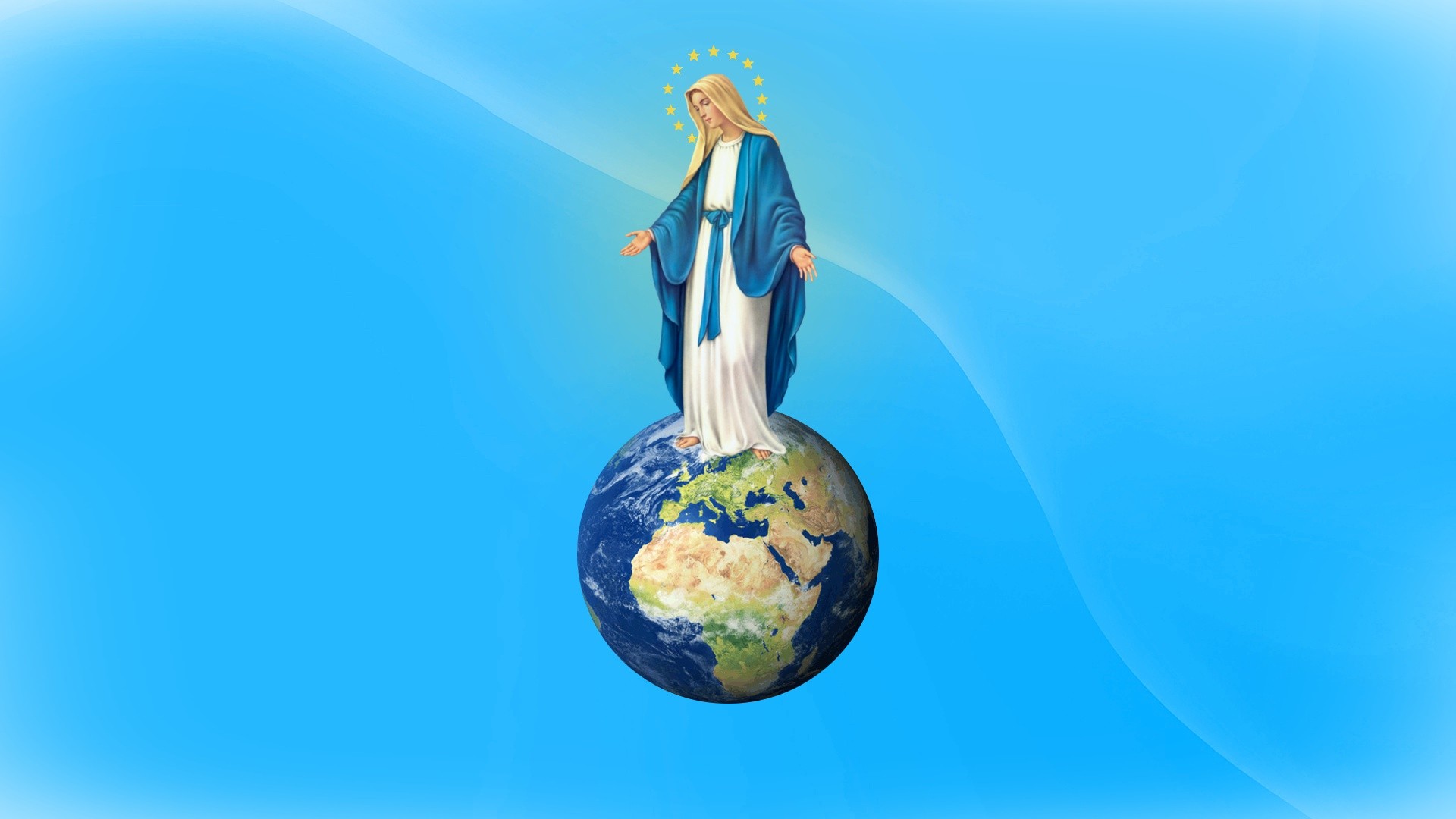 Virgin Mary Sky Earth World Church Cyan Cyan Background European Union Europe 1920x1080