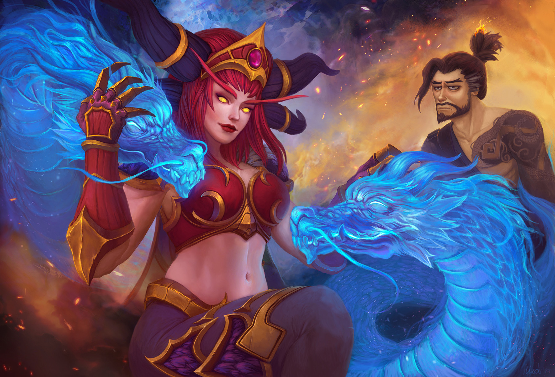 Heroes Of The Storm World Of Warcraft Fantasy Girl Fantasy Art Alexstrasza Redhead Hanzo Overwatch D 1800x1221