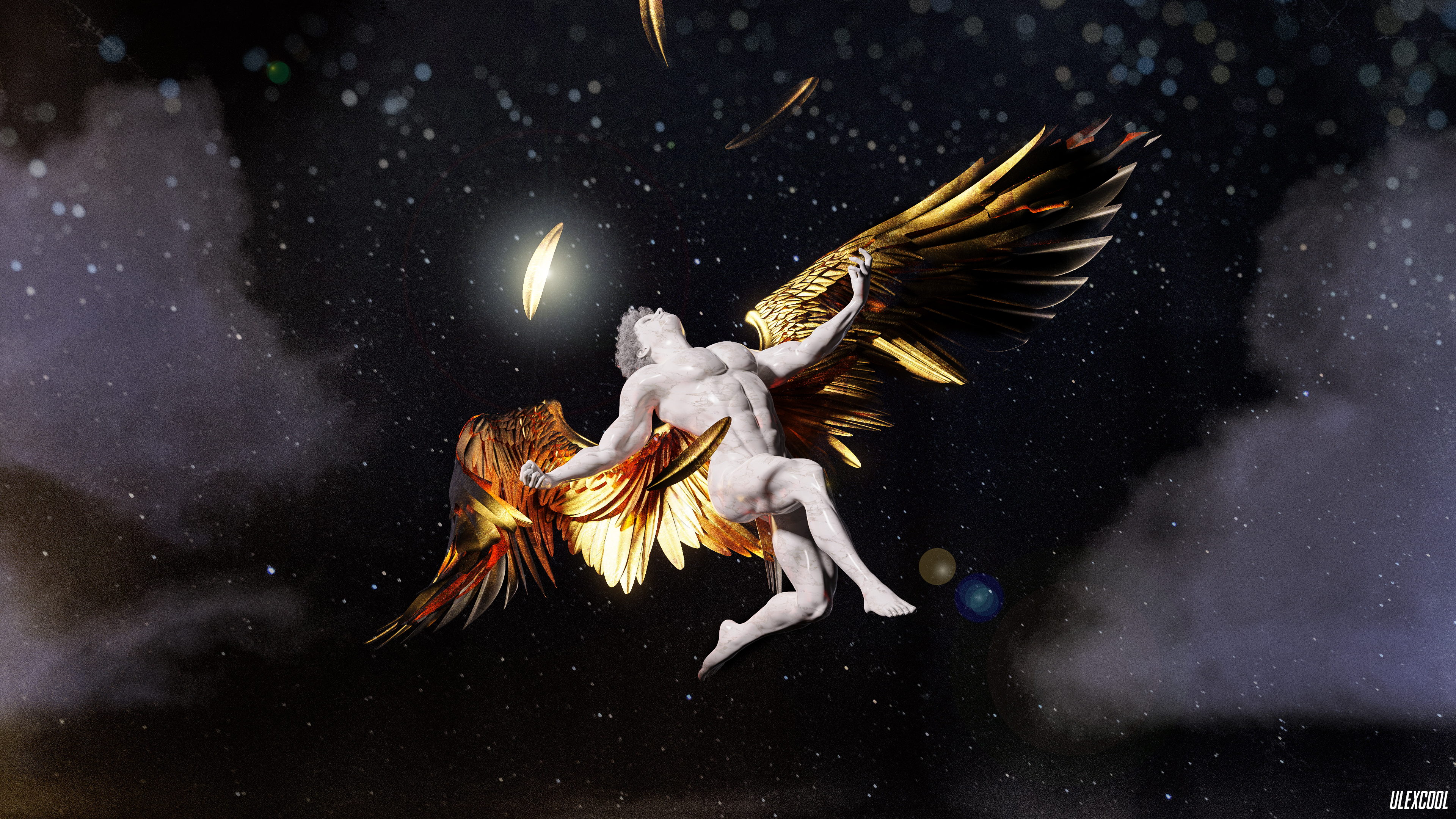 Greek Mythology Greek Mythology Ancient Greek Sculpture Sculpture Marble Gold Stars CGi Digital Art  3840x2160
