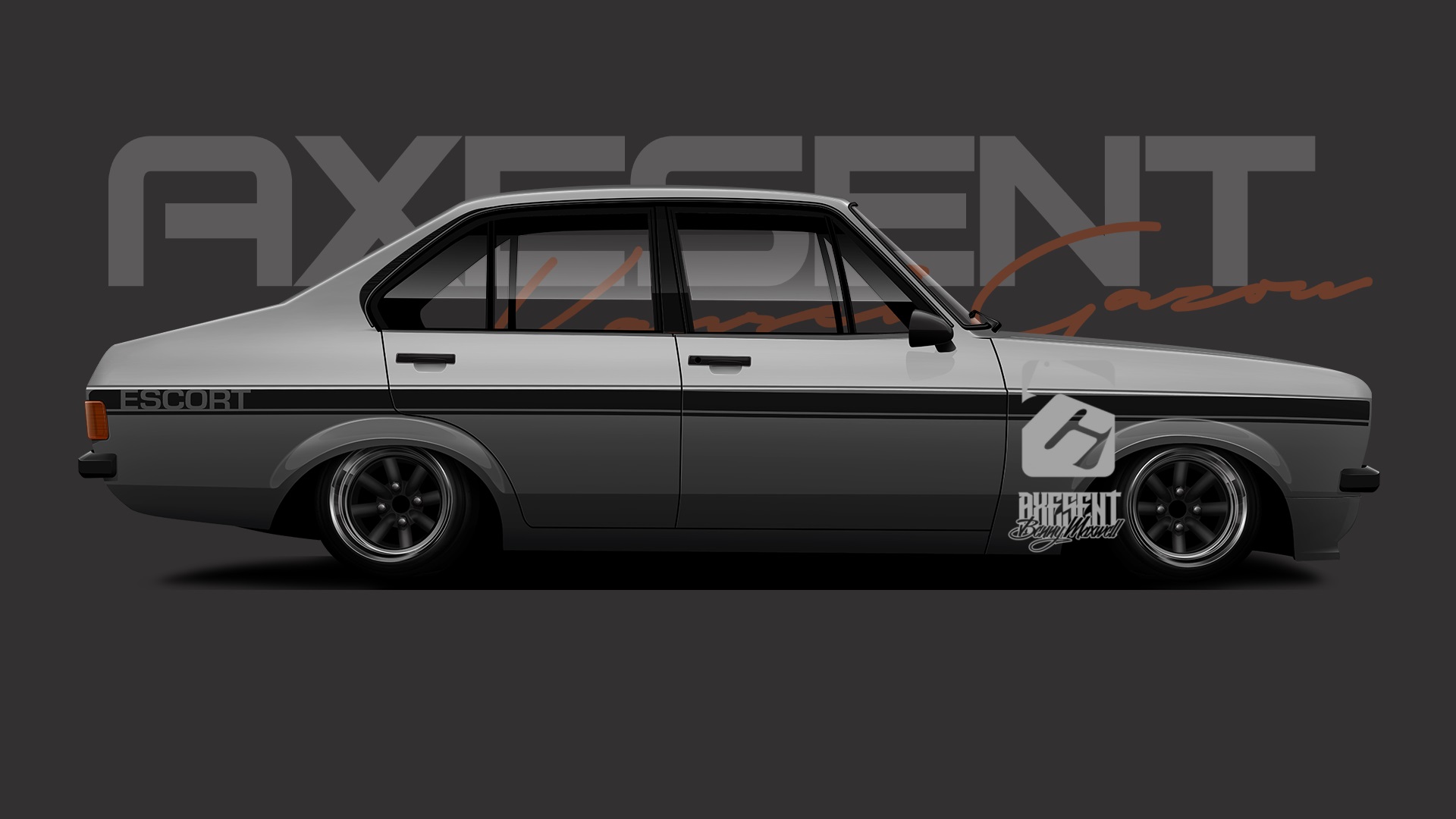 Axesent Creations Render Ford Escort Mkii Ford British Cars Side View Silver Cars 1920x1080