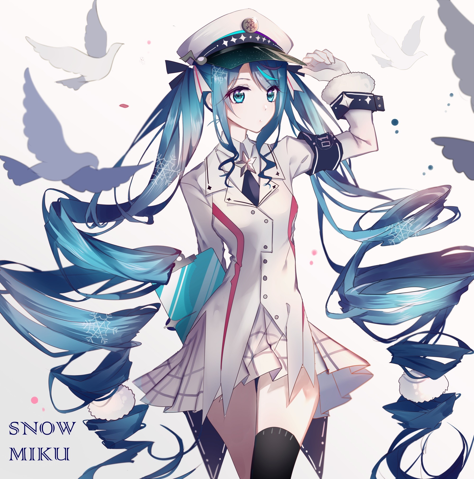 Anime Anime Girls Vocaloid Hatsune Miku Yuki Miku Uniform Long Hair Hat 2000x2023