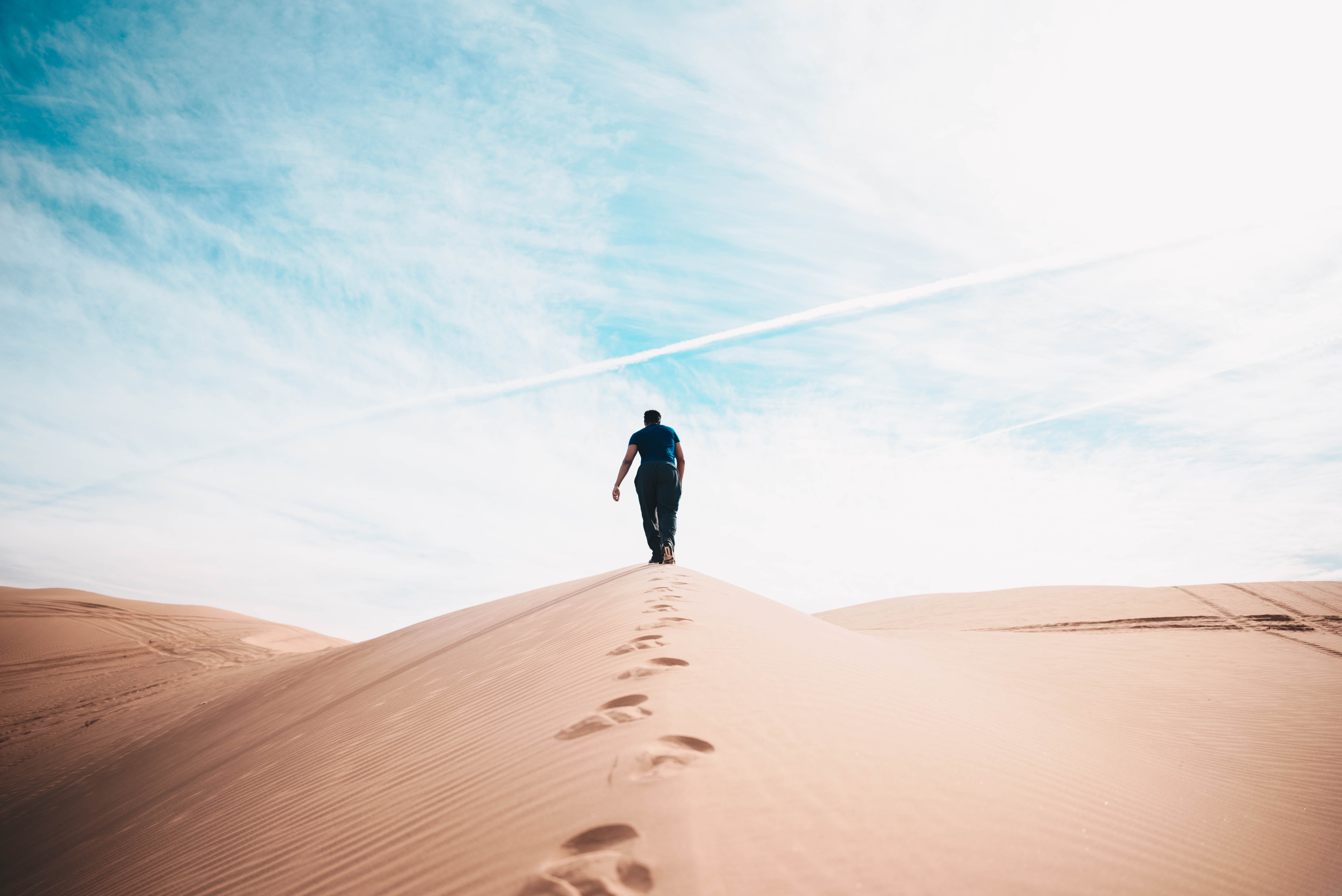Nature Landscape Desert Men Outdoors Sand Footprints Sky 6016x4016