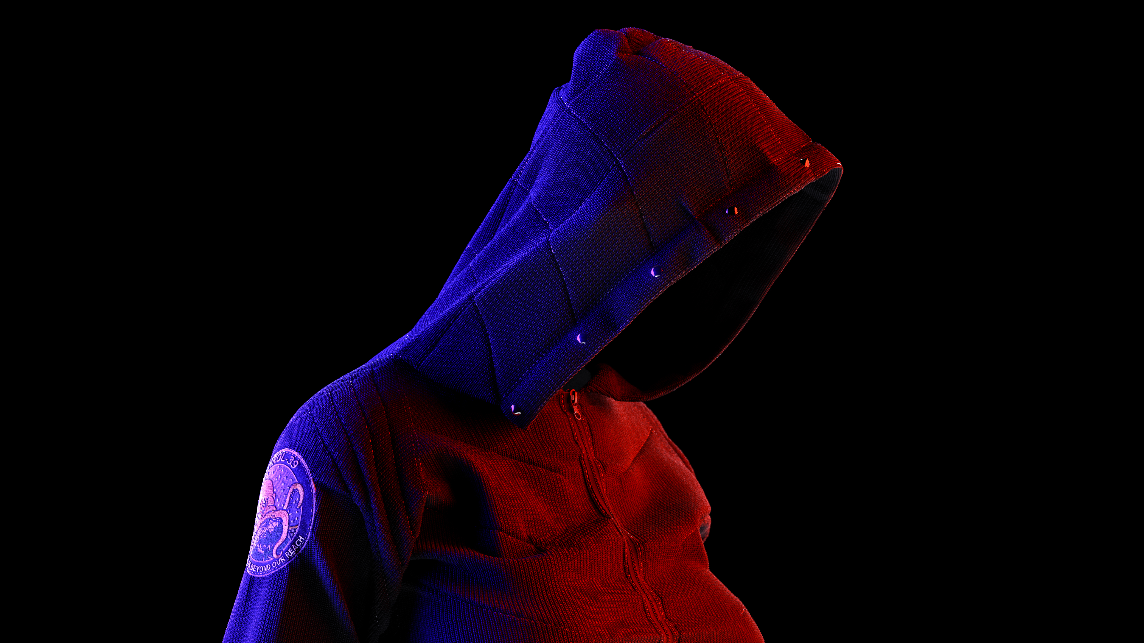 CGi Digital Neon Patch Cotton Hoods Portrait Rendering Render Ghost Hacking 3840x2160