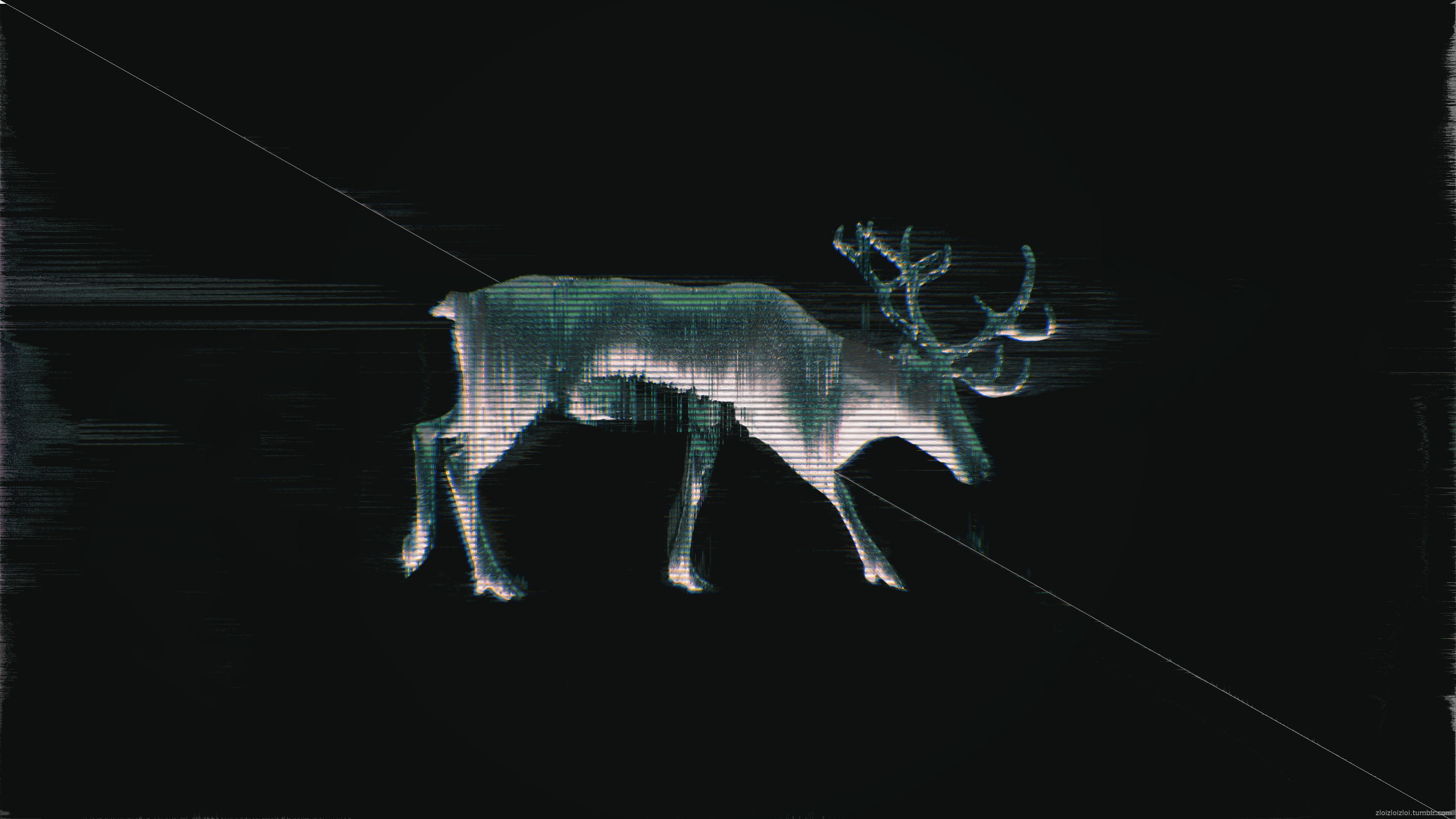 Glitch Art Abstract Elk Reindeer 3840x2160