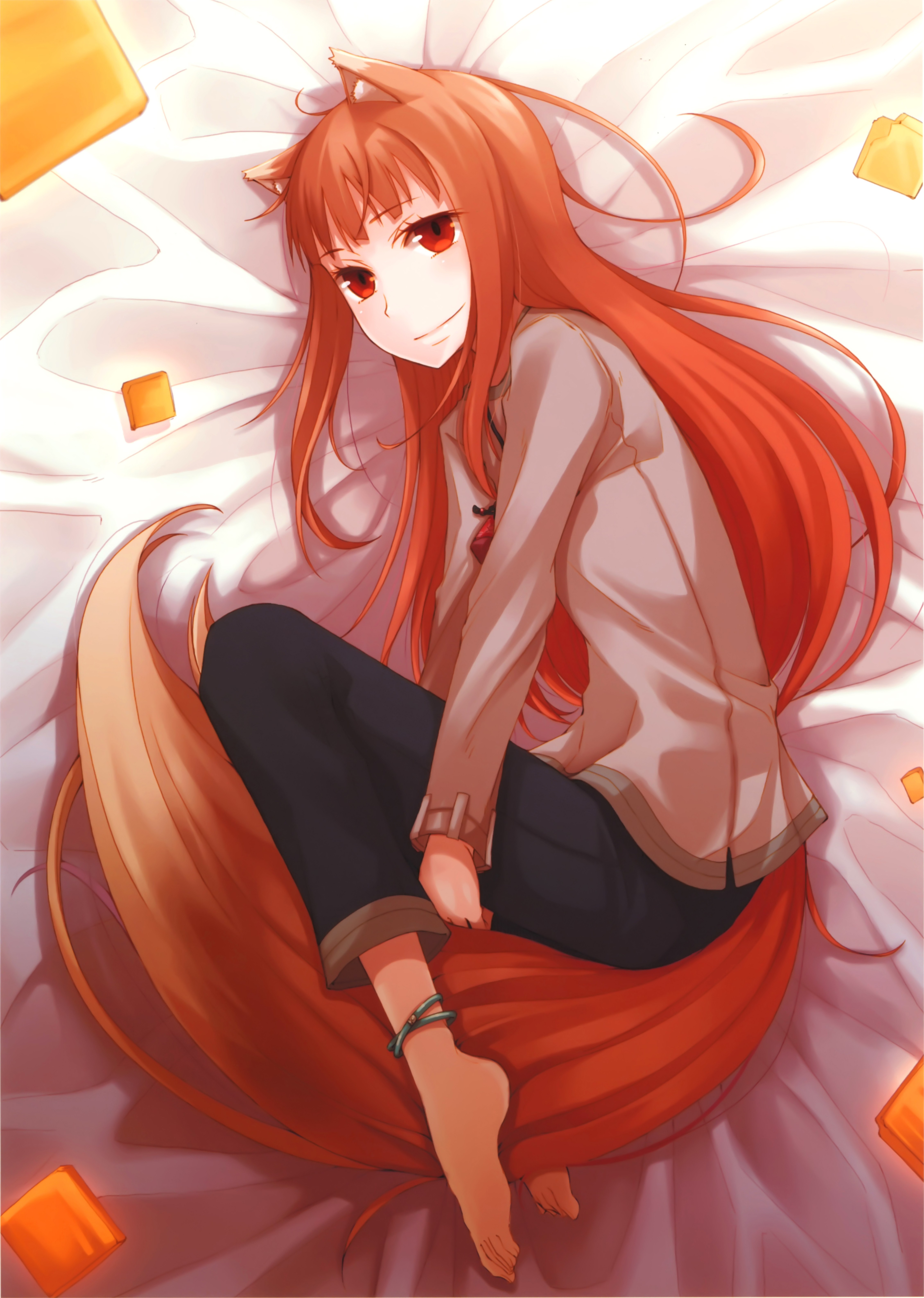 Spice And Wolf Anime Girls Holo Spice And Wolf Long Hair Red Eyes 4514x6339