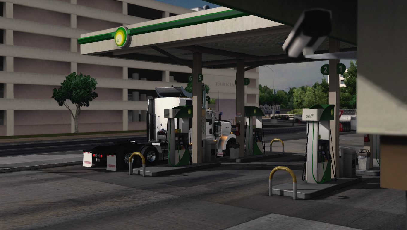 American Truck Simulator Trucks Gas Stations Video Games 1360x768