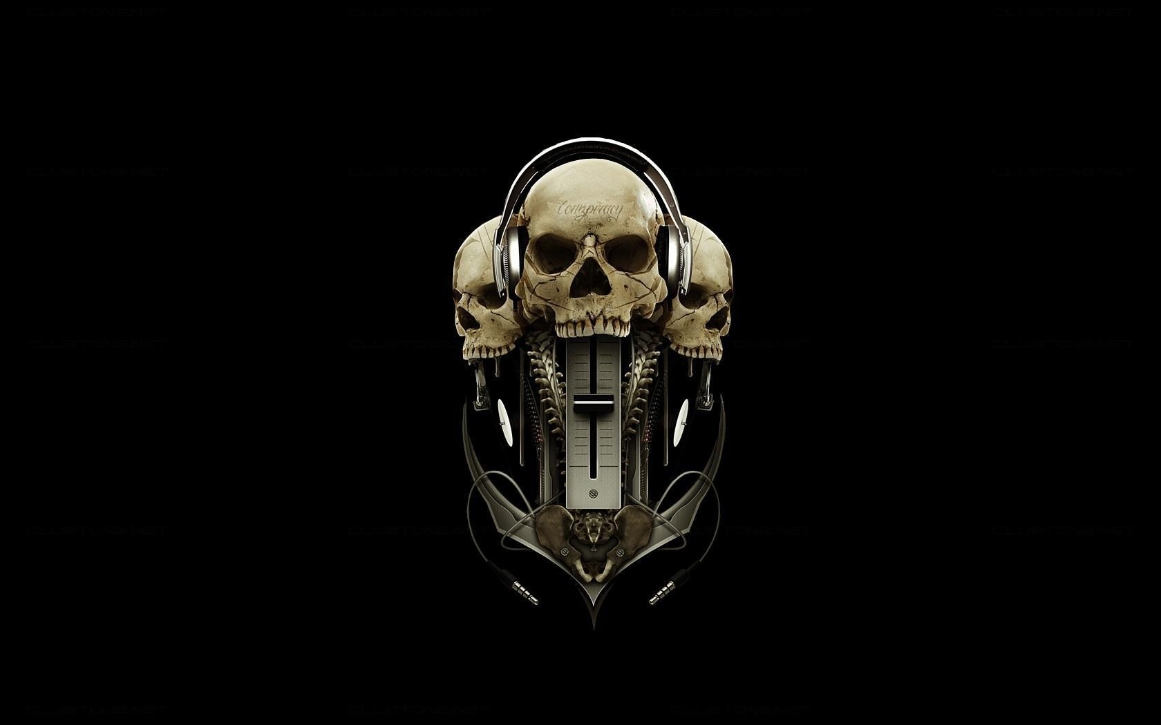 Skull Korn Digital Art Simple Background 1680x1050