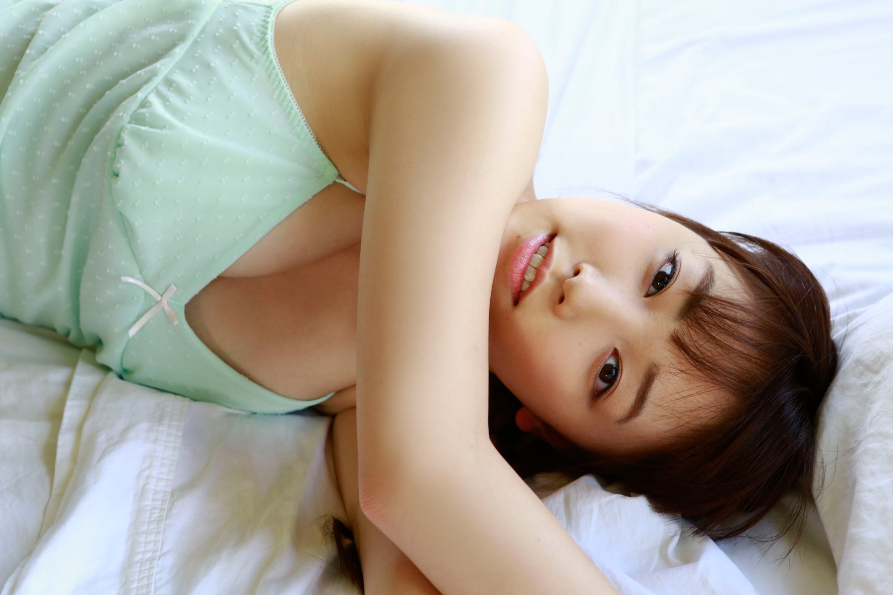 Mizuki Fukumura Morning Musume Women Asian Auburn Hair Brown Eyes Looking At Viewer 1800x1200