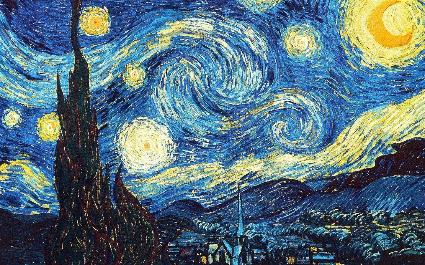Stars Painting Vincent Van Gogh The Starry Night 1440x900