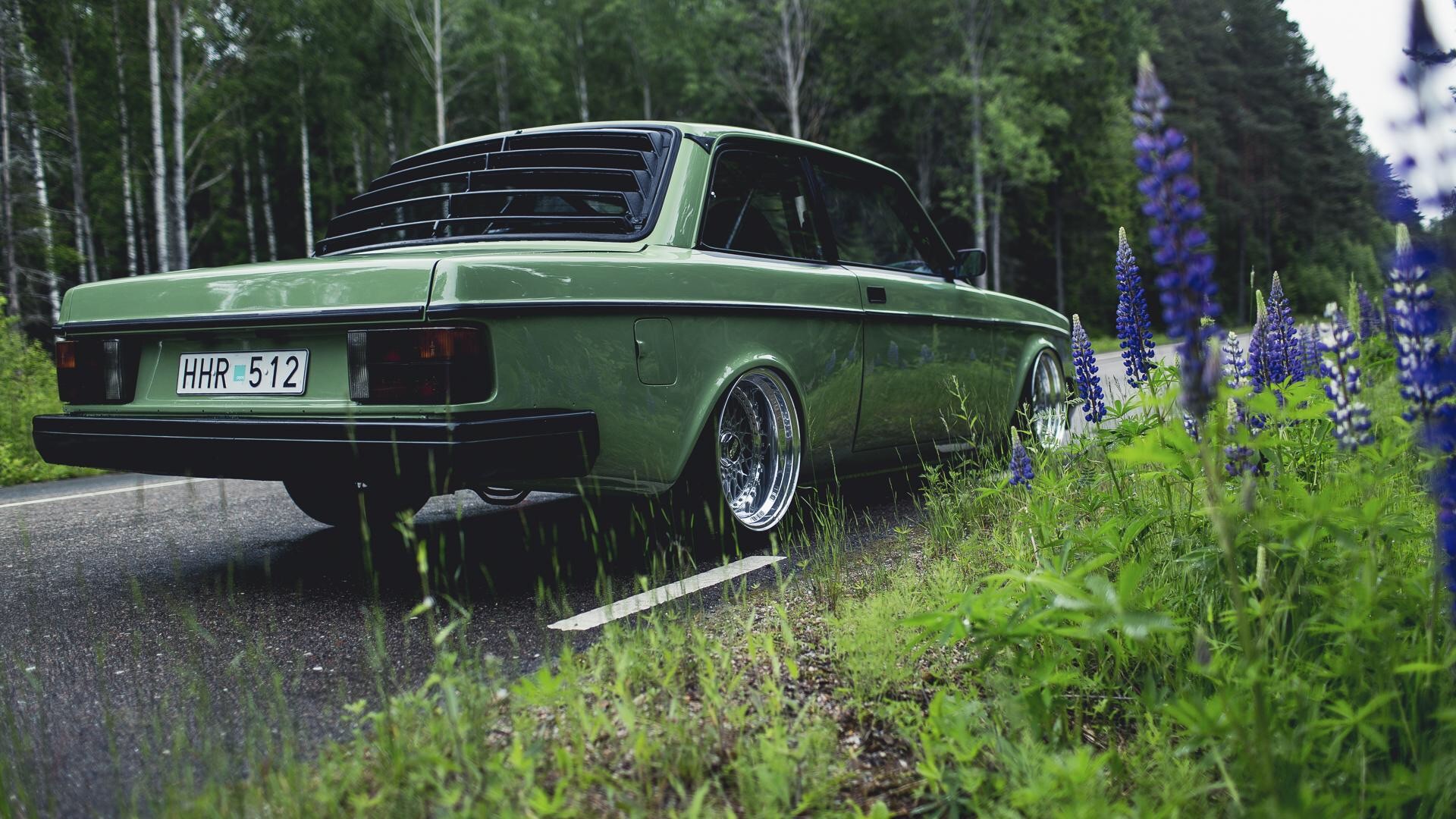 Volvo Car Road Nature Volvo 240 Green Cars Muscari 1920x1080