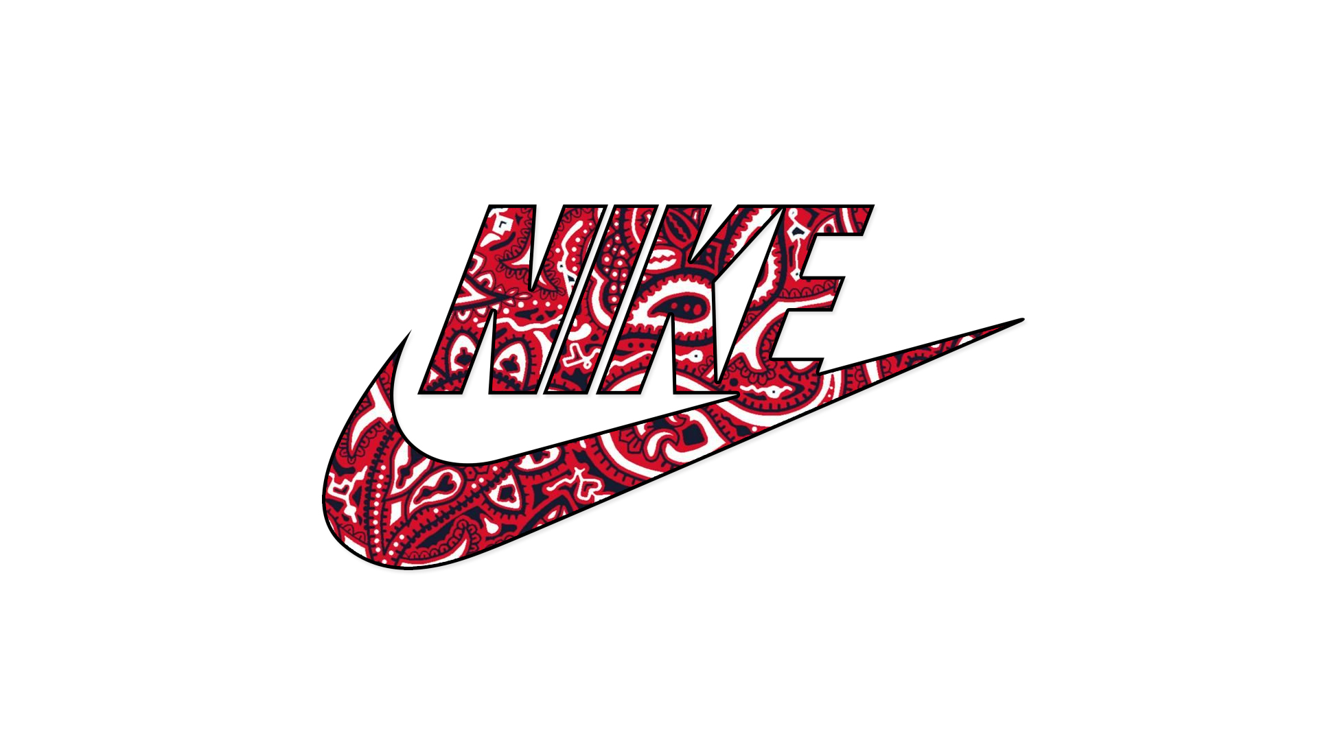 Nike Bloods Gang Gang Related White Red Black Logo Outline Photoshop 1920x1080