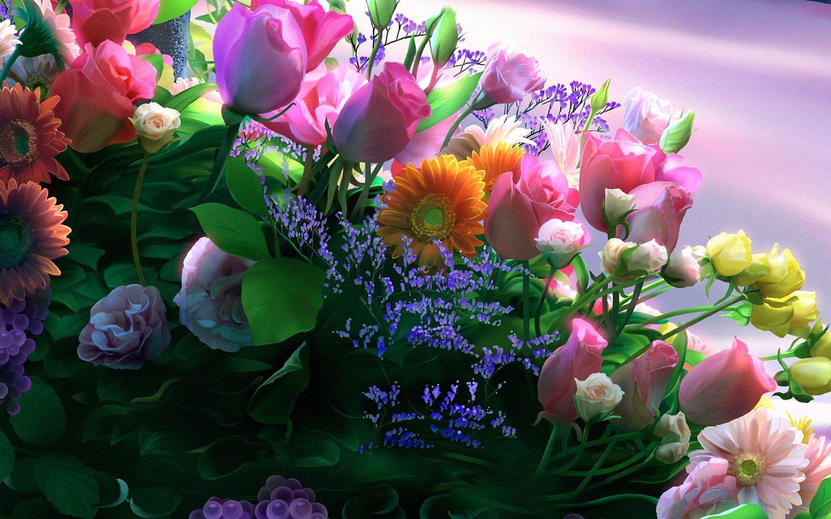 Flowers Bouquets Rose Daisies 1680x1050